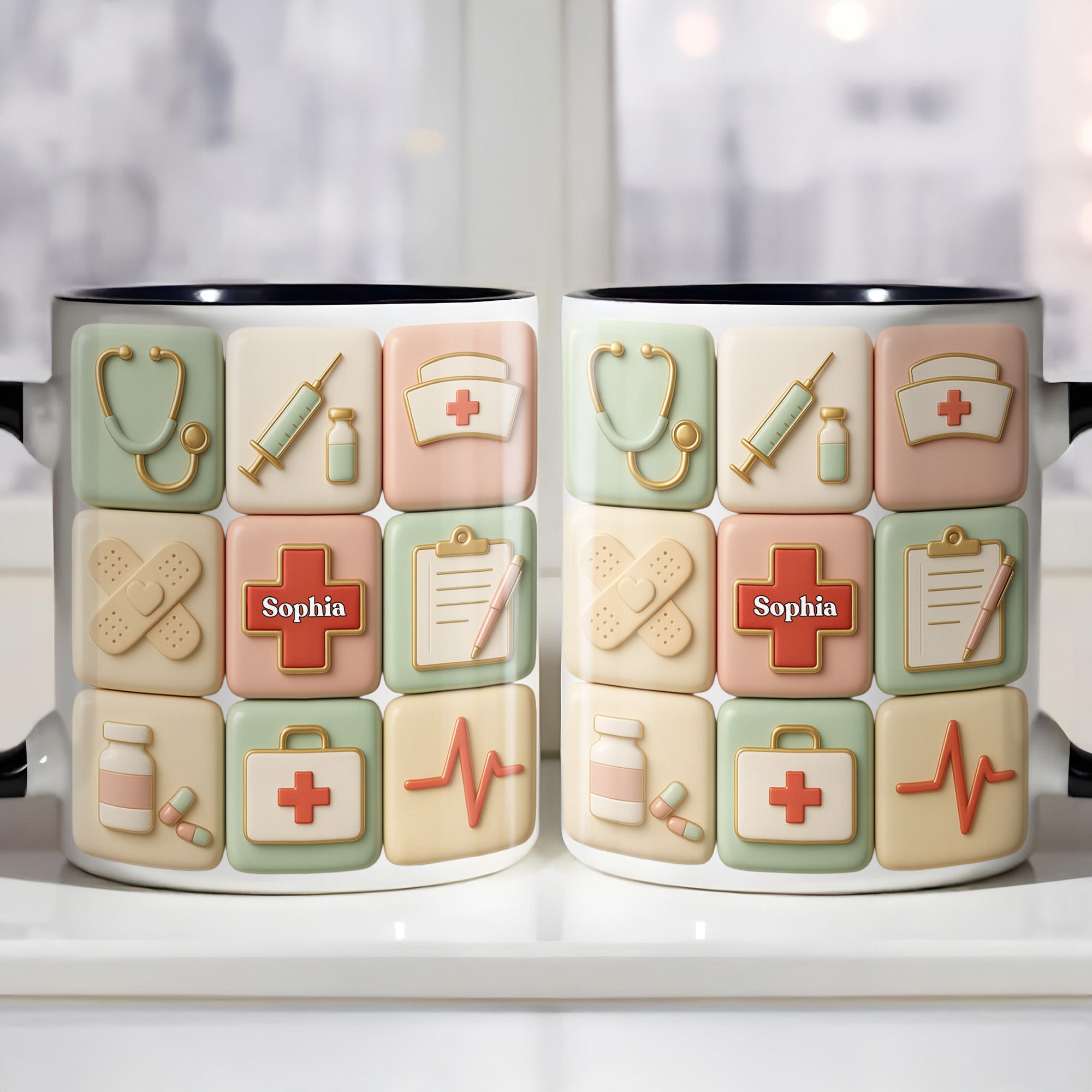 Personalized Medical Icons Accent Mug Birthday Gifts Ideas For Nurse