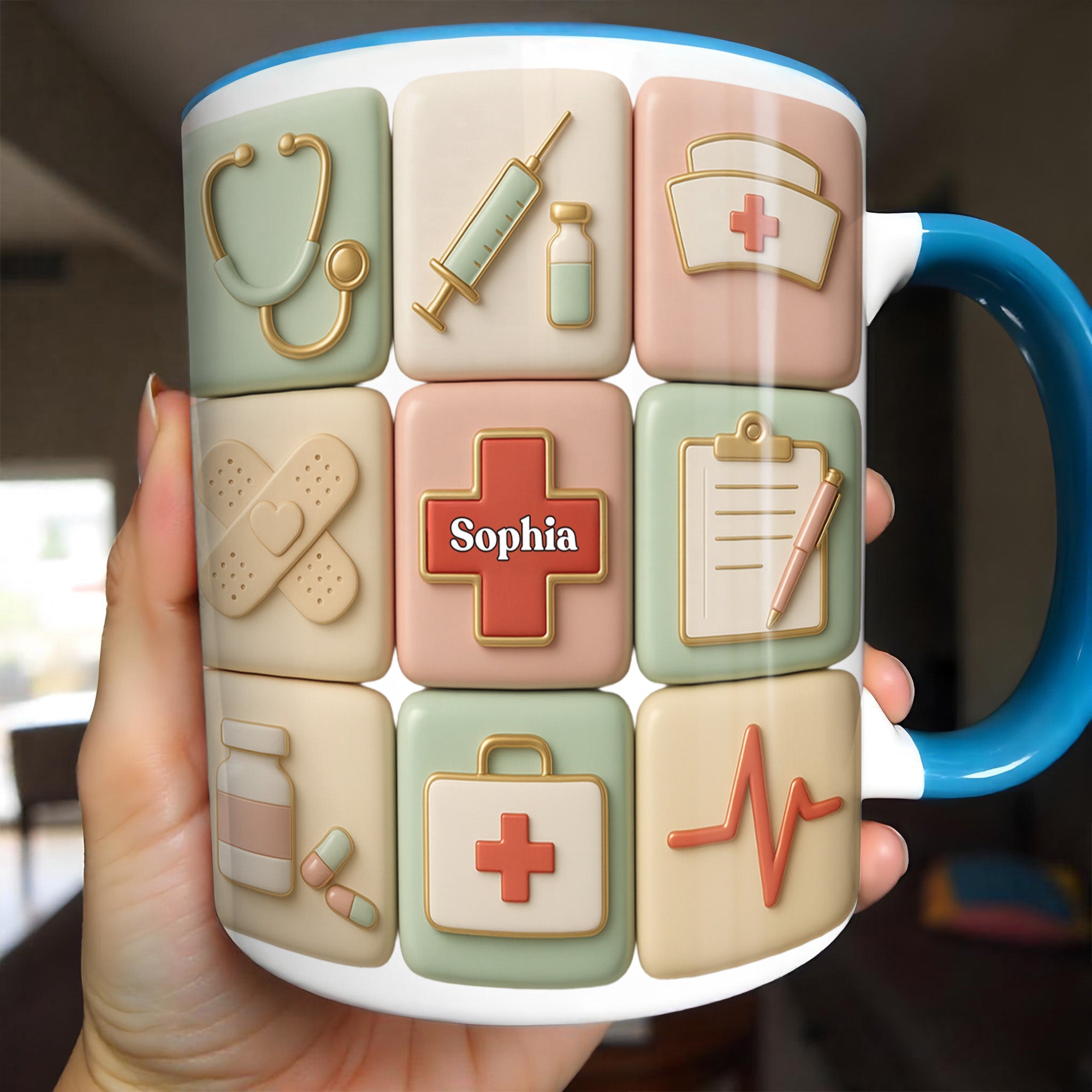 Personalized Medical Icons Accent Mug Birthday Gifts Ideas For Nurse - Image 2