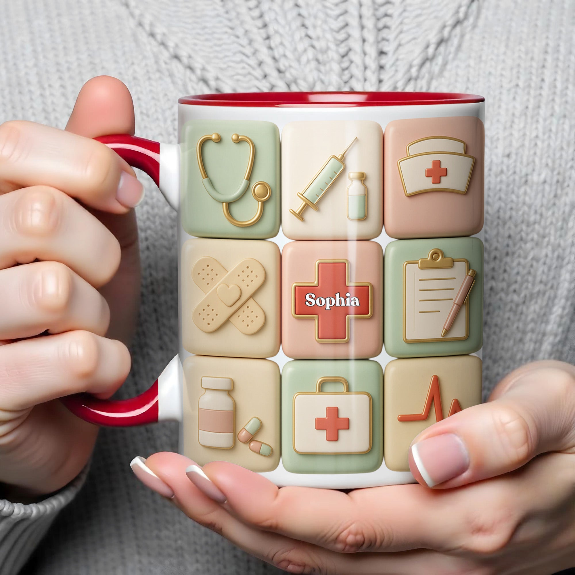 Personalized Medical Icons Accent Mug Birthday Gifts Ideas For Nurse - Image 4