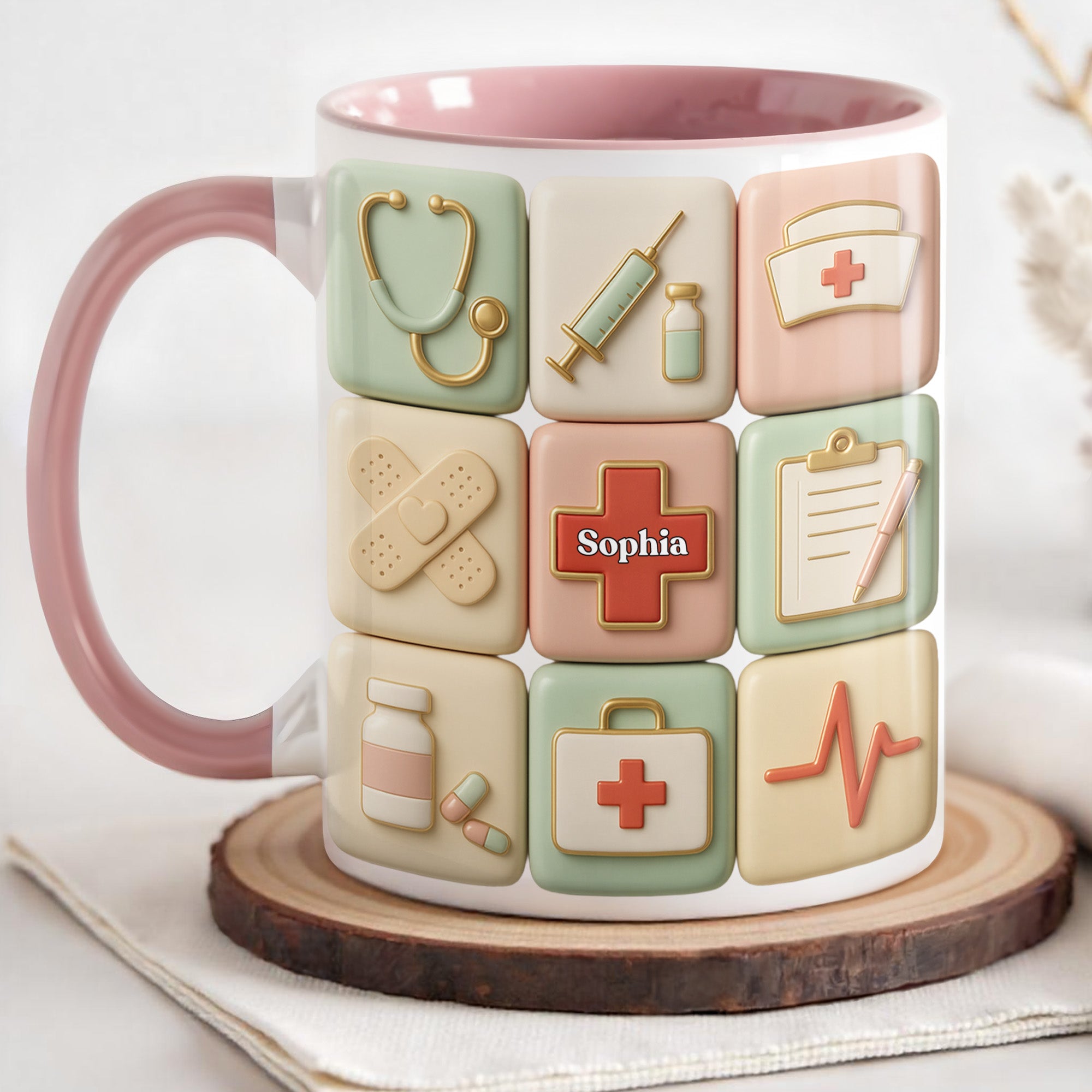 Personalized Medical Icons Accent Mug Birthday Gifts Ideas For Nurse - Image 3