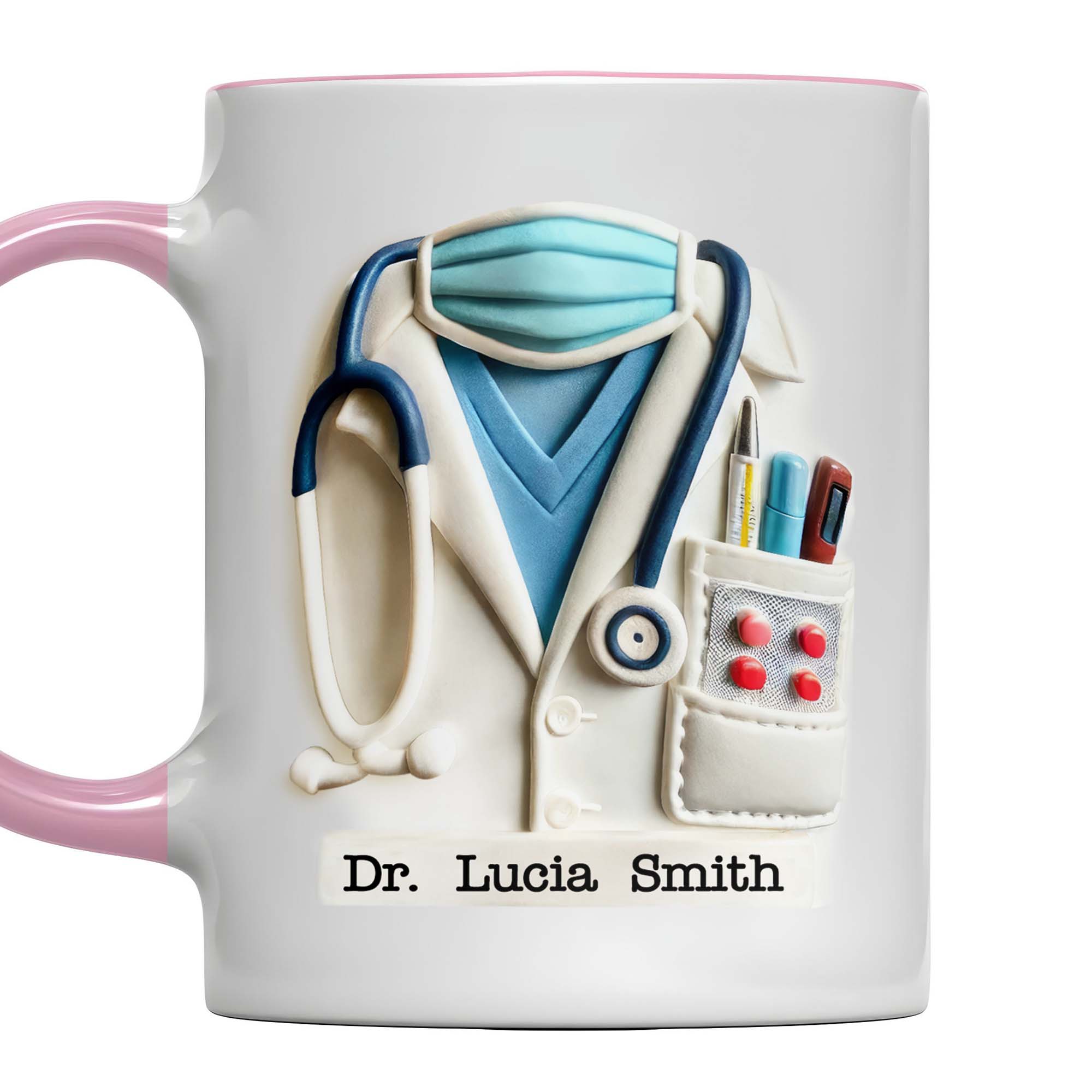 Personalized Medical Themed Stethoscope Lab Coat And Medical Mask Accent Mug Gifts For Doctor - Image 5