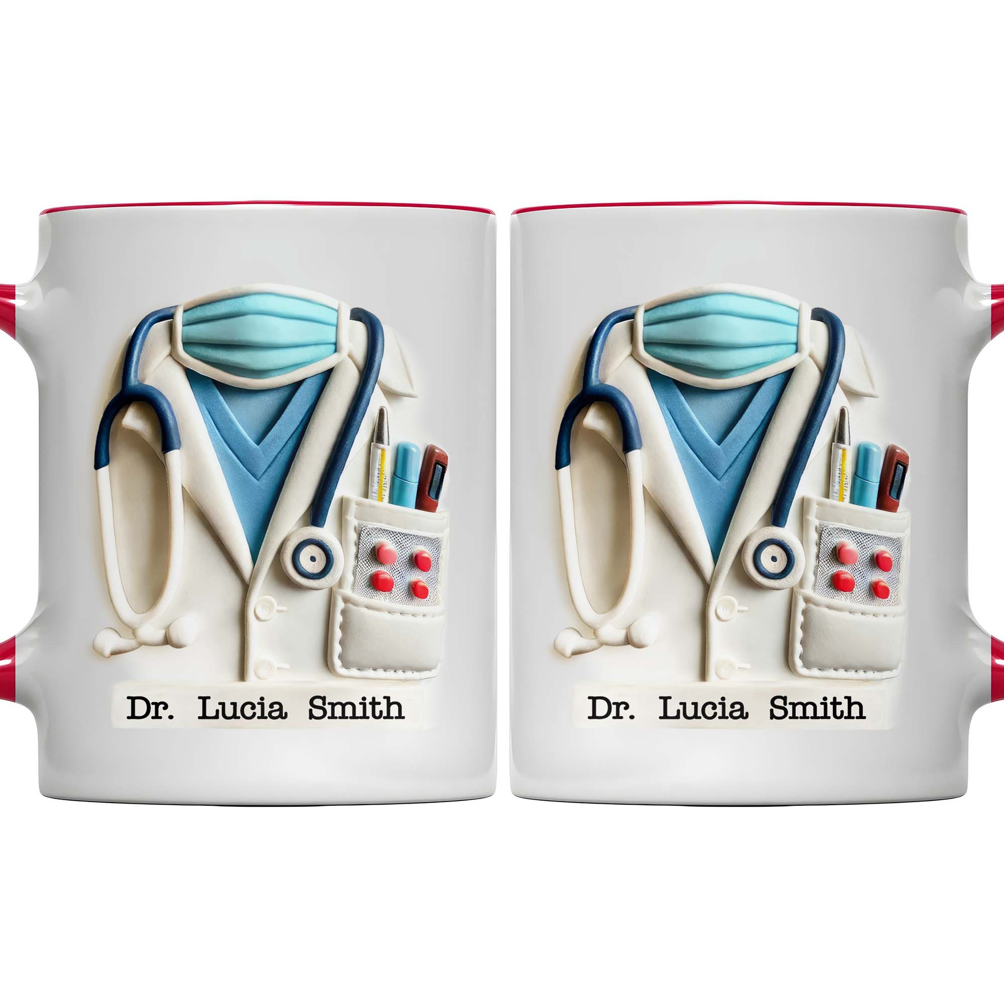 Personalized Medical Themed Stethoscope Lab Coat And Medical Mask Accent Mug Gifts For Doctor - Image 6