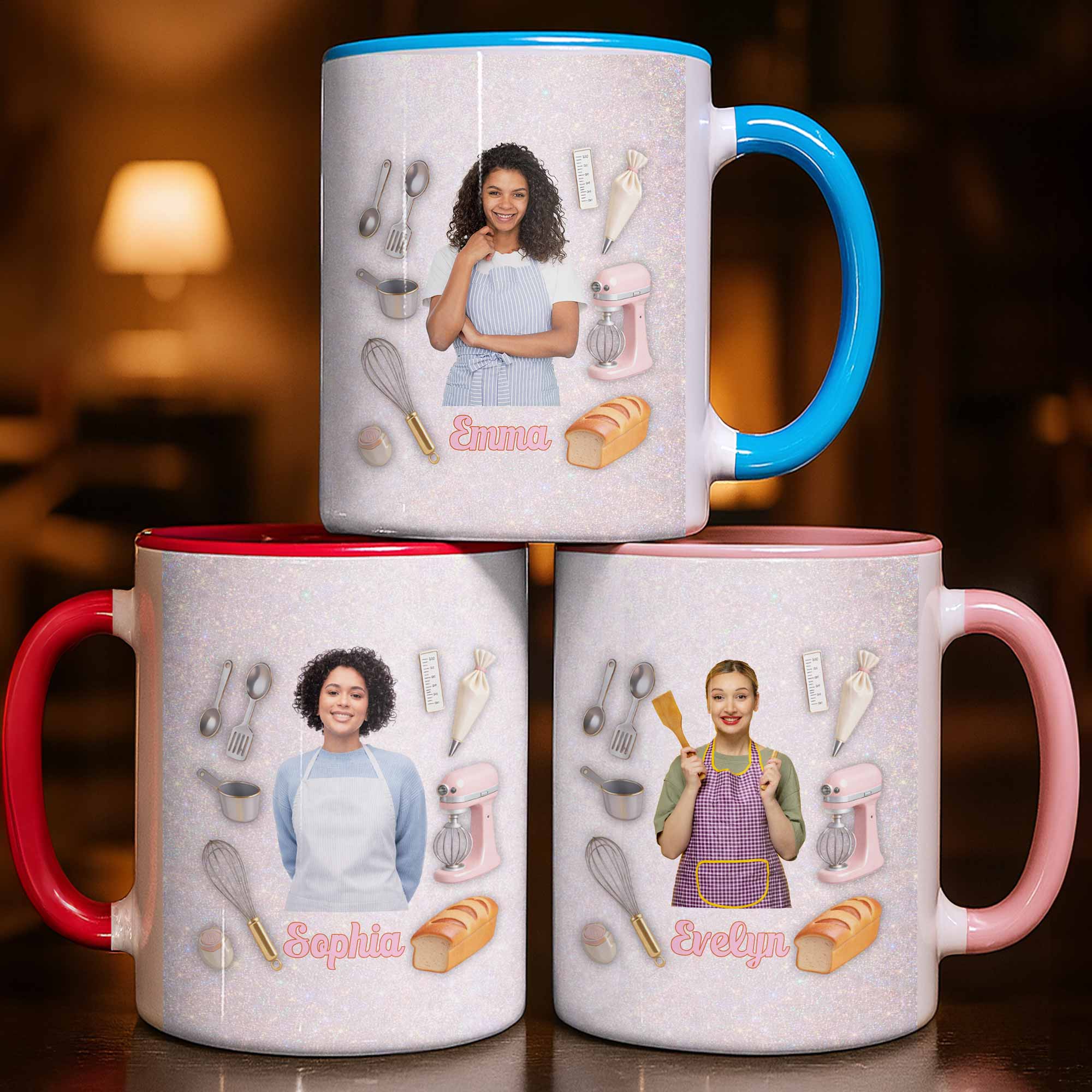Personalized Mixer Bread And Whisk Baking Design Accent Mug Gifts For Baking Lovers - Image 2