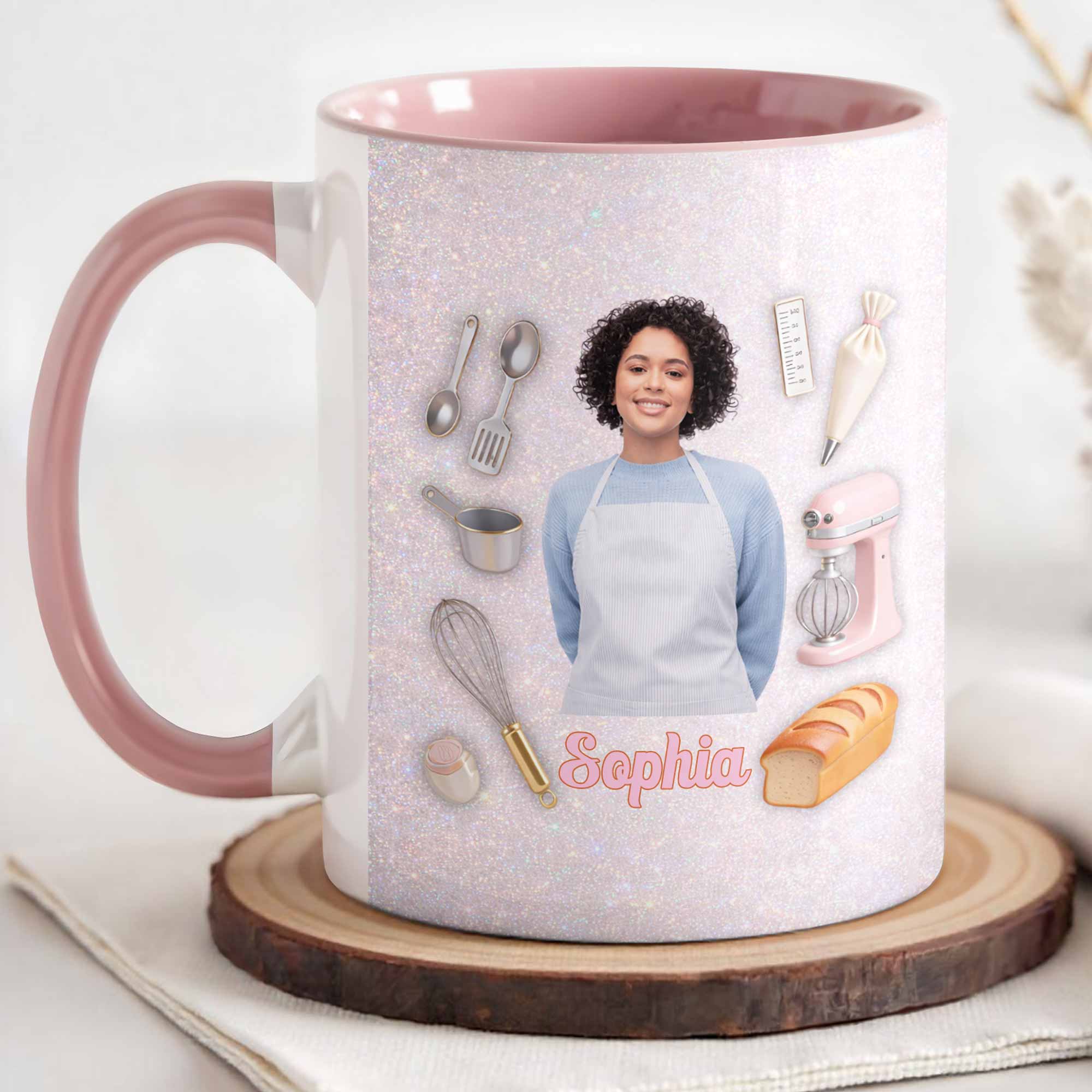Personalized Mixer Bread And Whisk Baking Design Accent Mug Gifts For Baking Lovers - Image 3