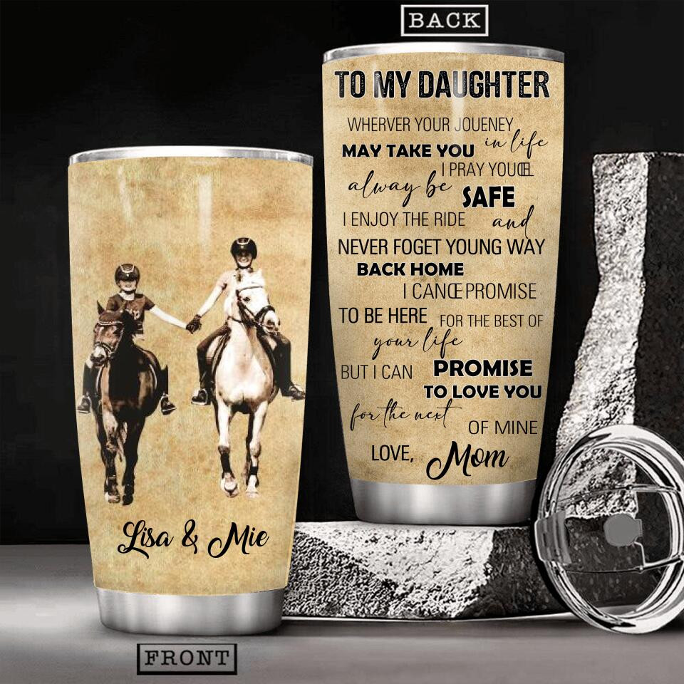 Personalized Mom & Daughter Love Horse Tumbler Printed 22MAY-HY30 - Image 2