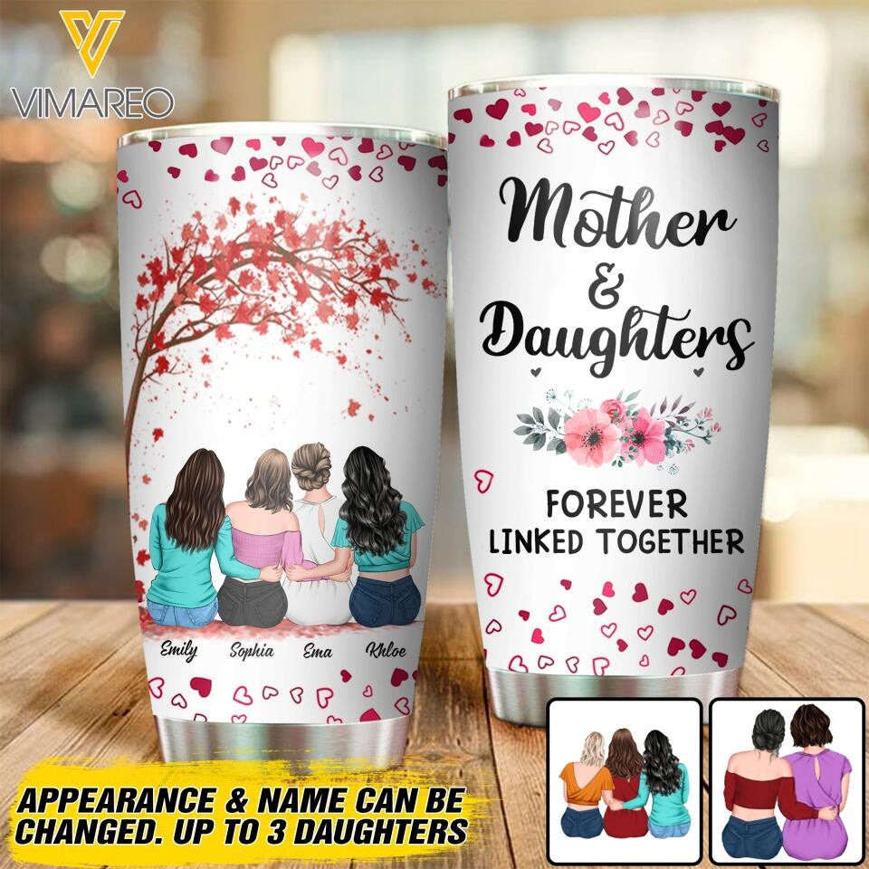 Personalized Mother And Daughters Forever Linked Together Tumbler Good Mother'S Day Gifts For Mom - Image 2