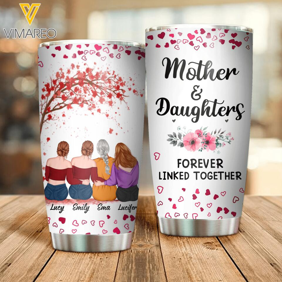 Personalized Mother and Daughters Forever Linked Together Tumbler Printed QTDT2505 - Image 2