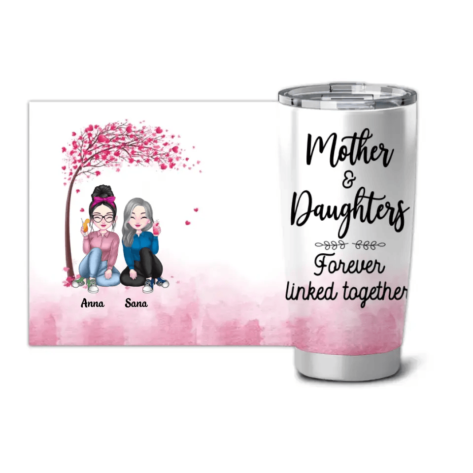 Personalized Mother & Daughters Forever Linked Together Tumbler Printed QTPN1904 - Image 2