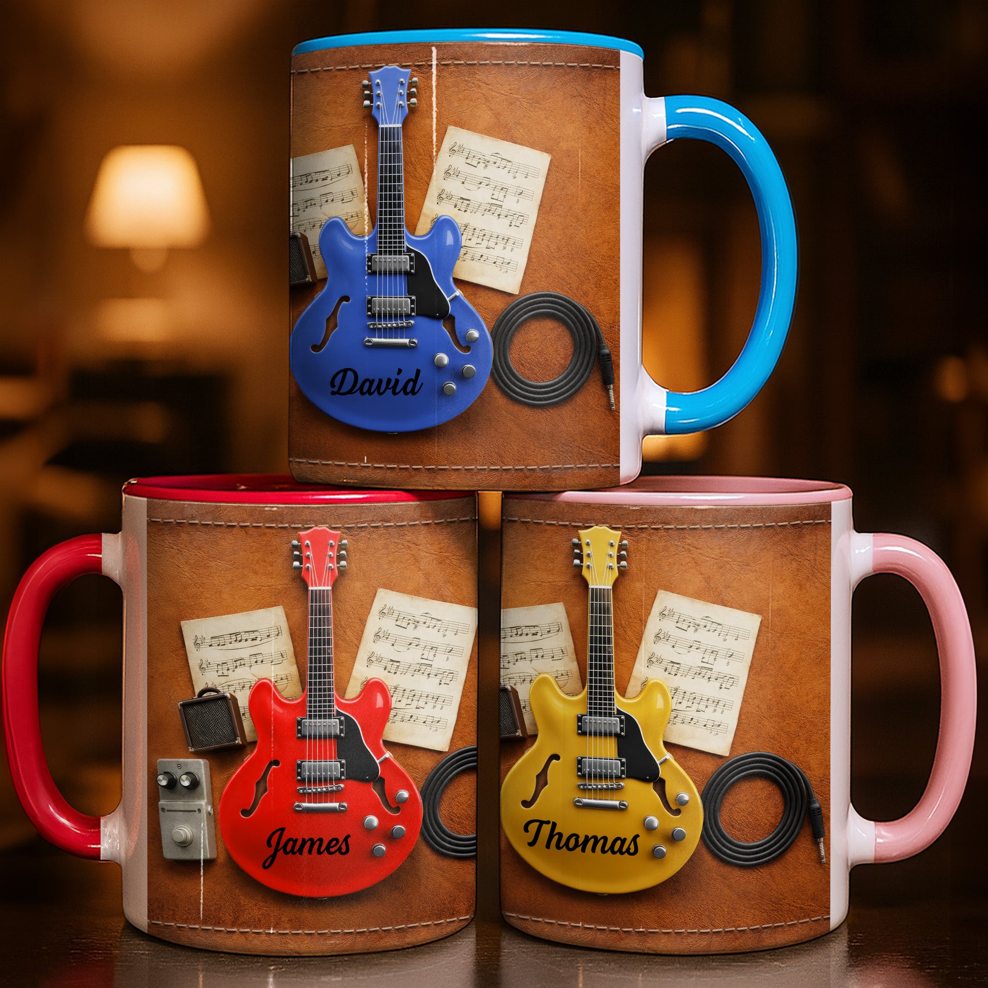Personalized Music Notes Accent Mug Best Gifts For Guitar Lover - Image 3