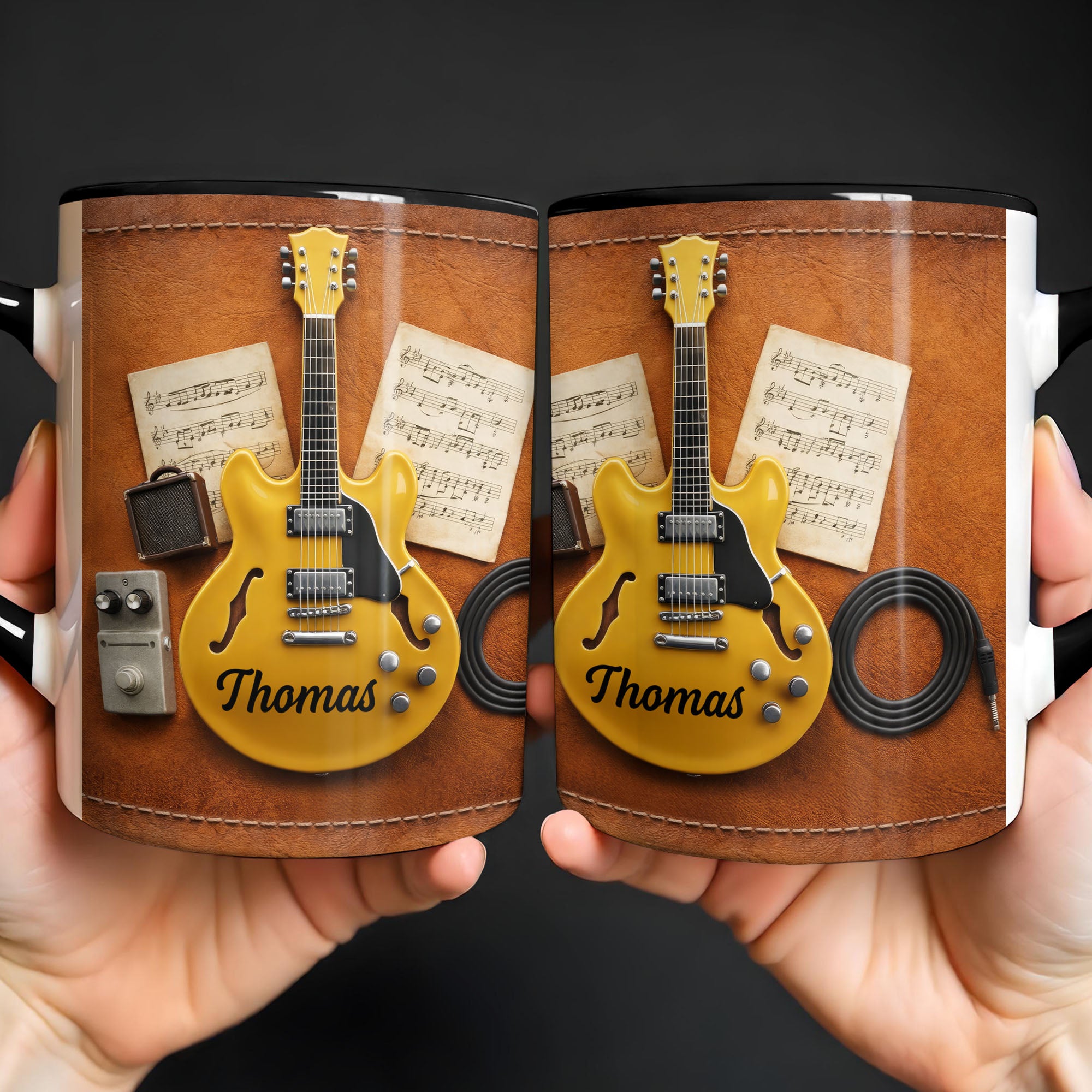 Personalized Music Notes Accent Mug Best Gifts For Guitar Lover