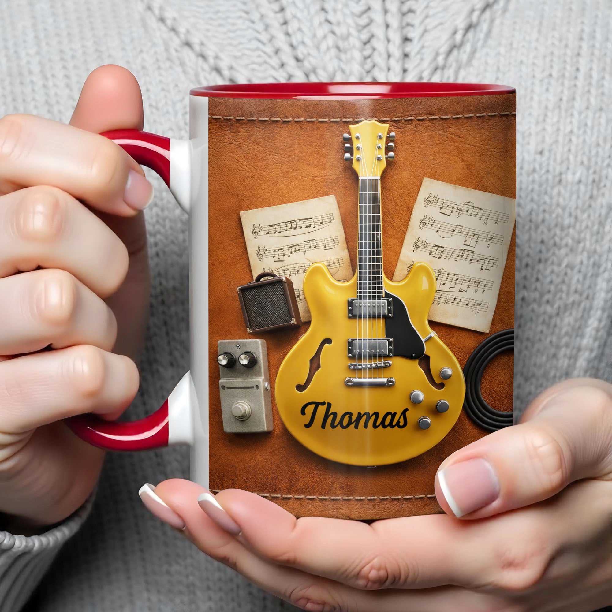 Personalized Music Notes Accent Mug Best Gifts For Guitar Lover - Image 6