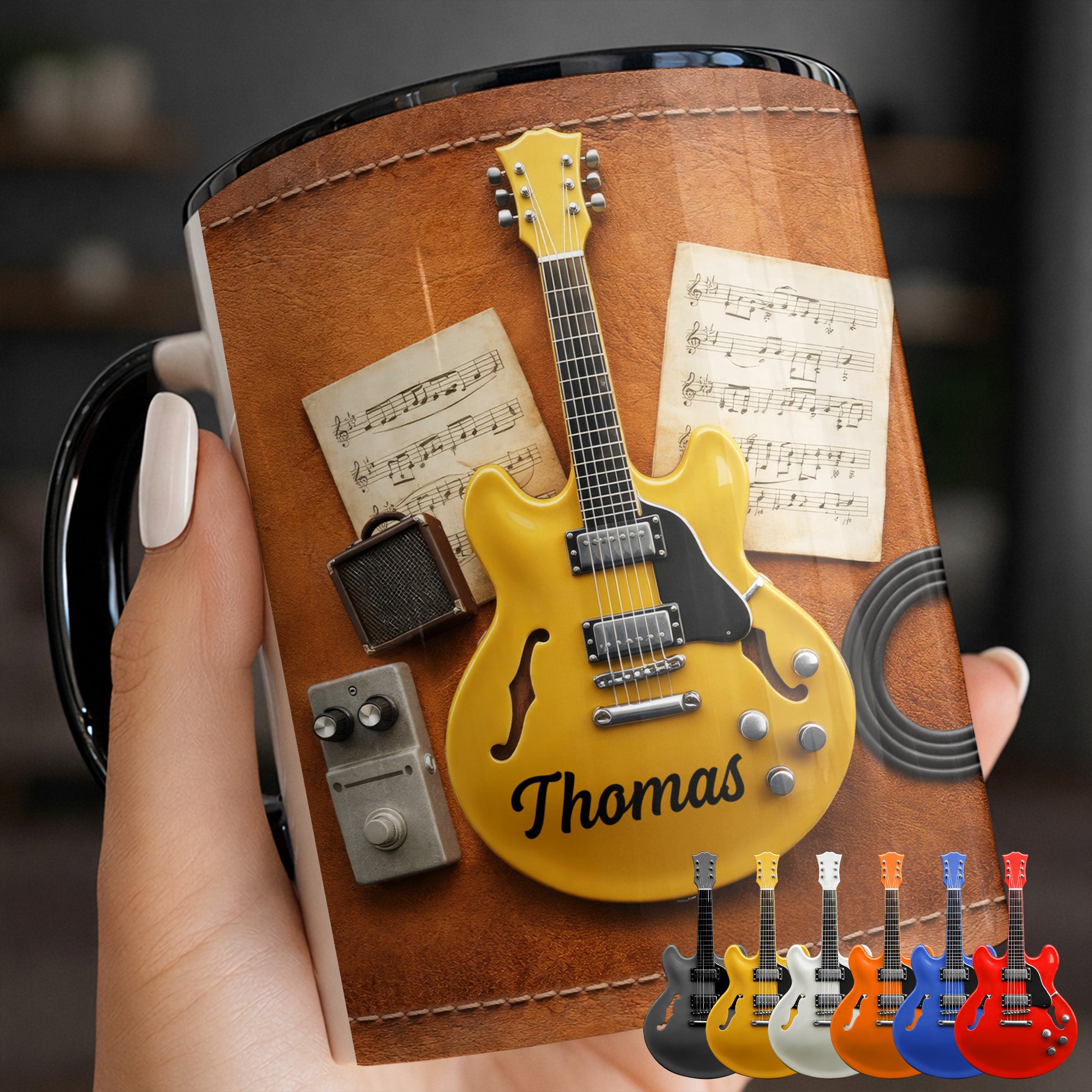Personalized Music Notes Accent Mug Best Gifts For Guitar Lover - Image 2
