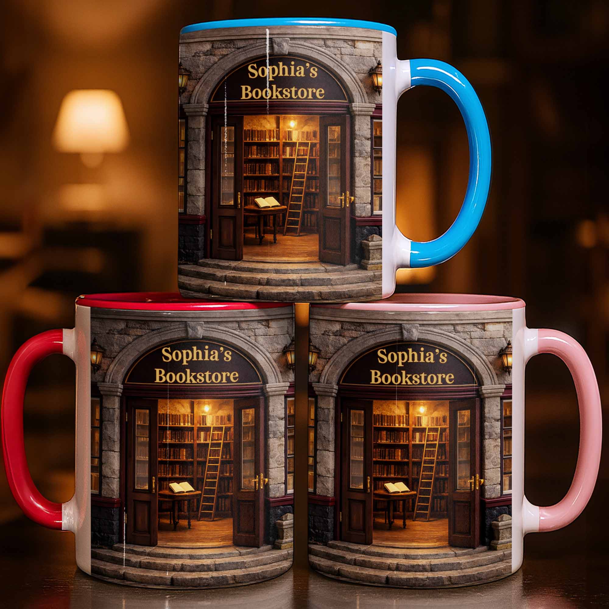Personalized My Bookstore Vintage Accent Mug Library Books And Bookshelf Cup Book Lovers Gifts - Image 3