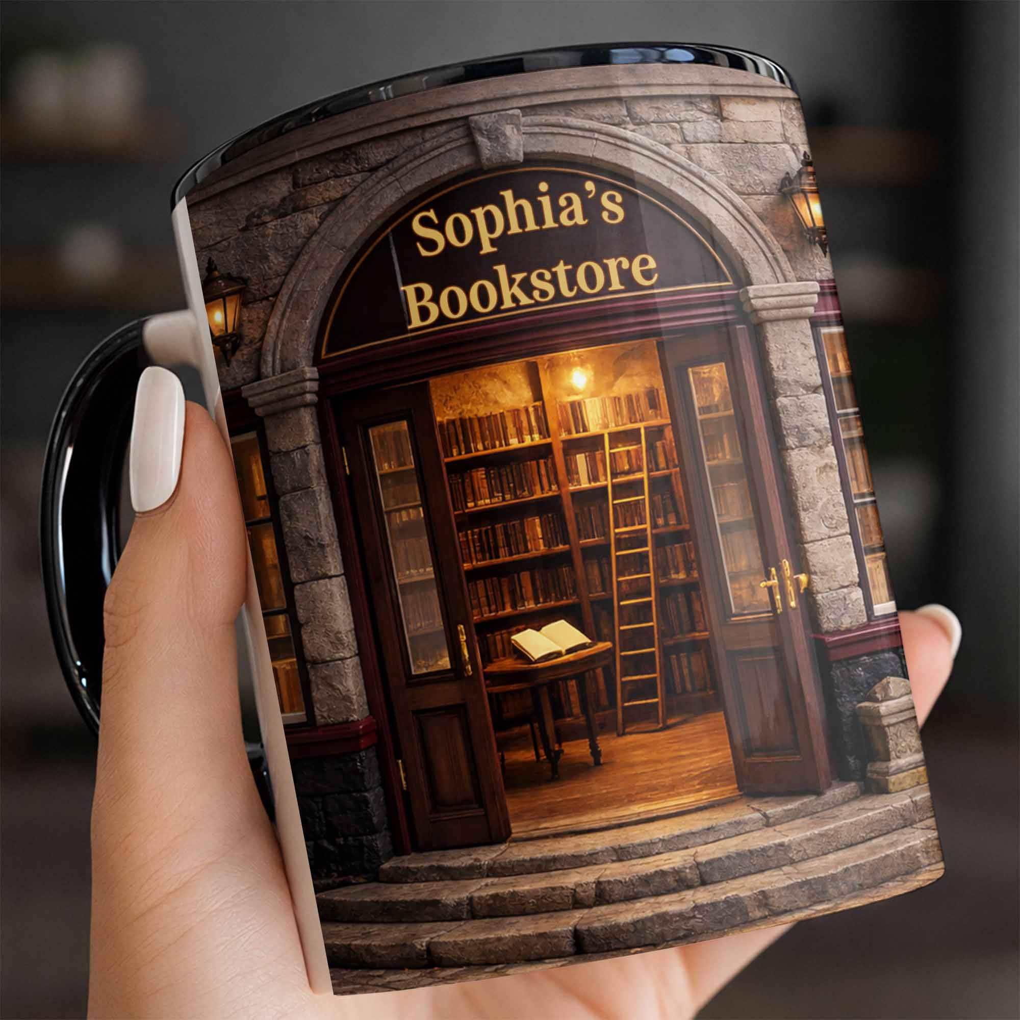 Personalized My Bookstore Vintage Accent Mug Library Books And Bookshelf Cup Book Lovers Gifts - Image 5