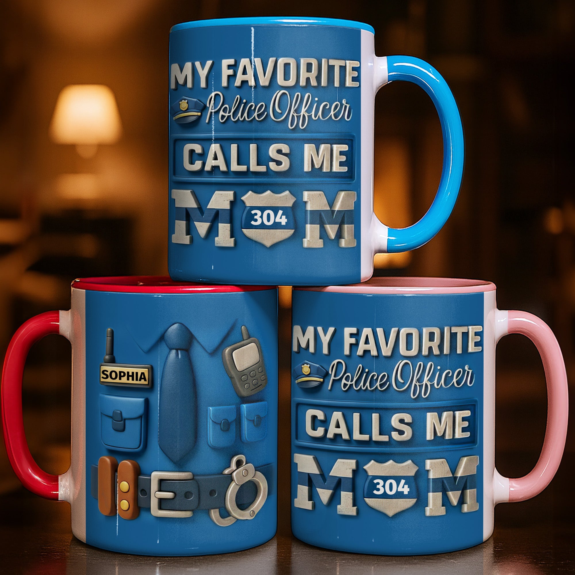 Personalized My Favorite Police Officer Calls Me Mom Accent Mug Proud Mom Birthday Gifts - Image 5