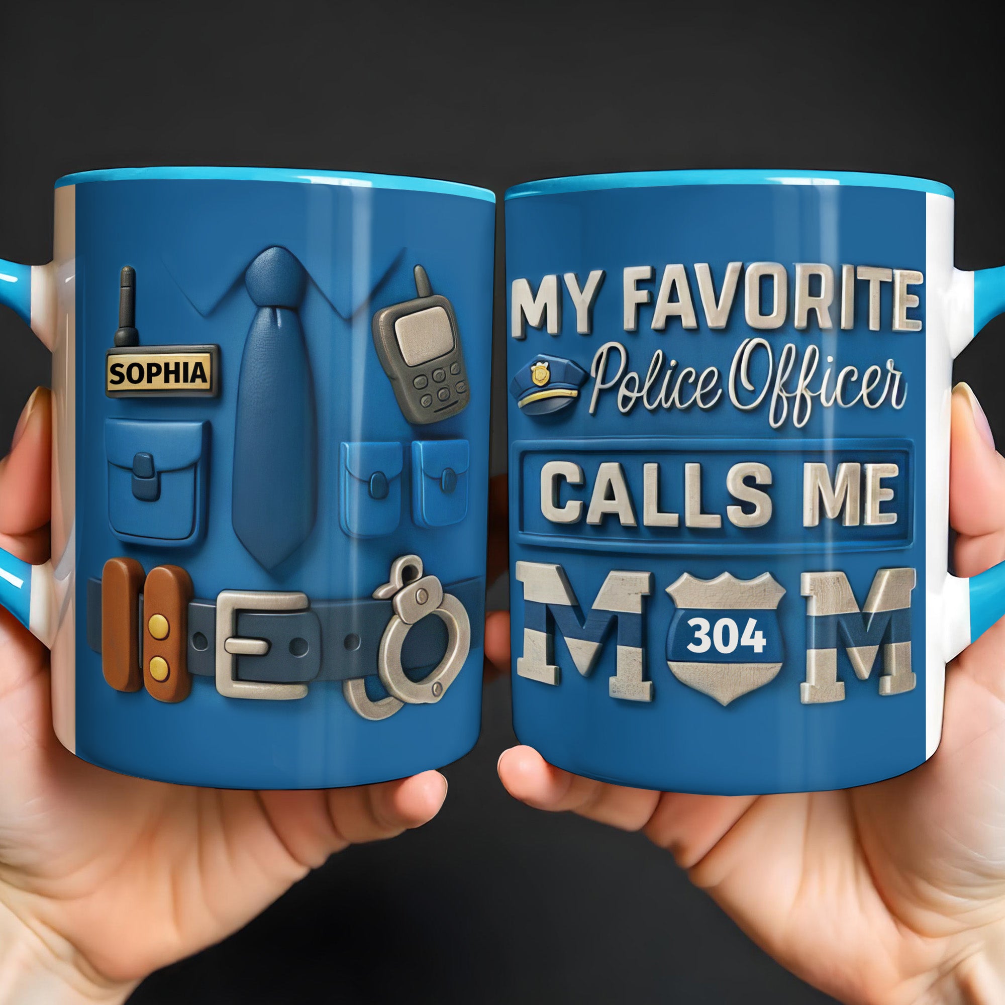 Personalized My Favorite Police Officer Calls Me Mom Accent Mug Proud Mom Birthday Gifts - Image 2