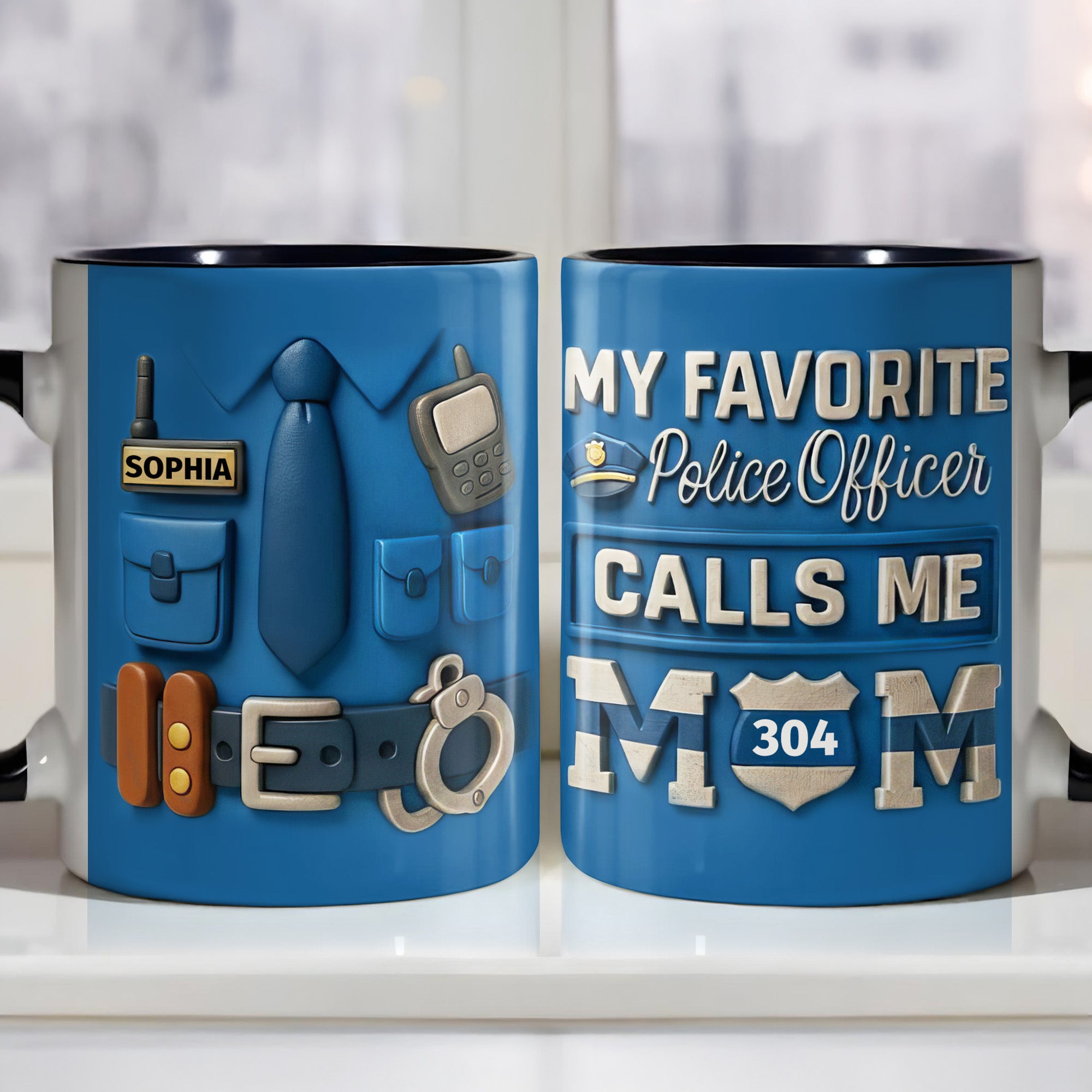 Personalized My Favorite Police Officer Calls Me Mom Accent Mug Proud Mom Birthday Gifts