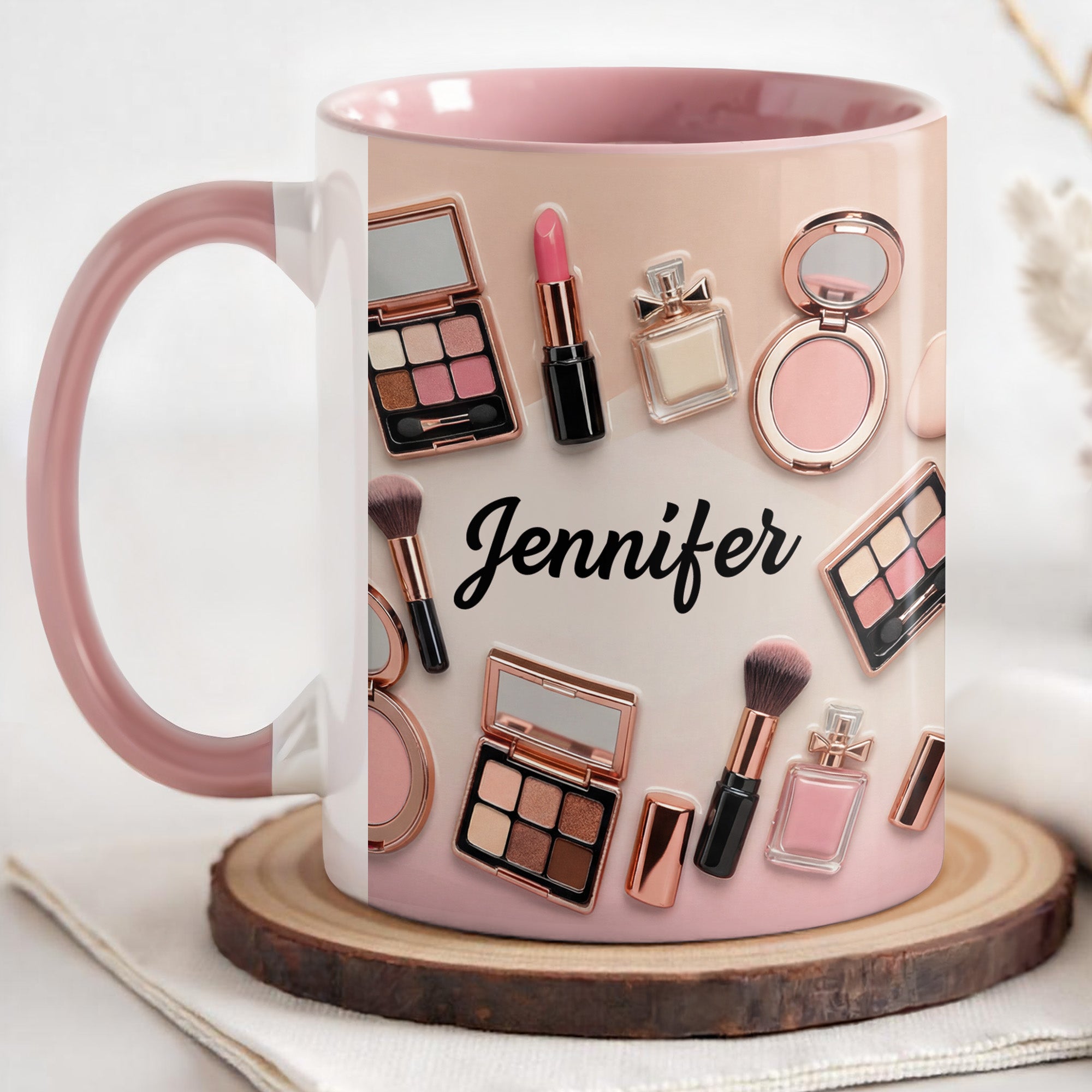 Personalized My Makeup Collection With Brushes And Lipstick Accent Mug Gifts For Makeup Artist - Image 3