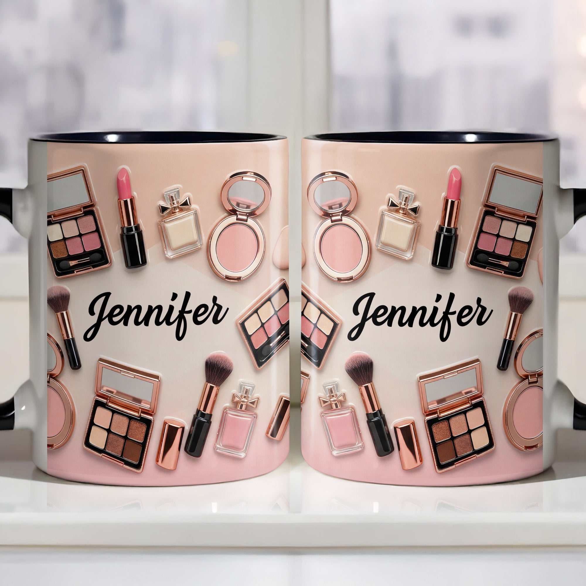 Personalized My Makeup Collection With Brushes And Lipstick Accent Mug Gifts For Makeup Artist