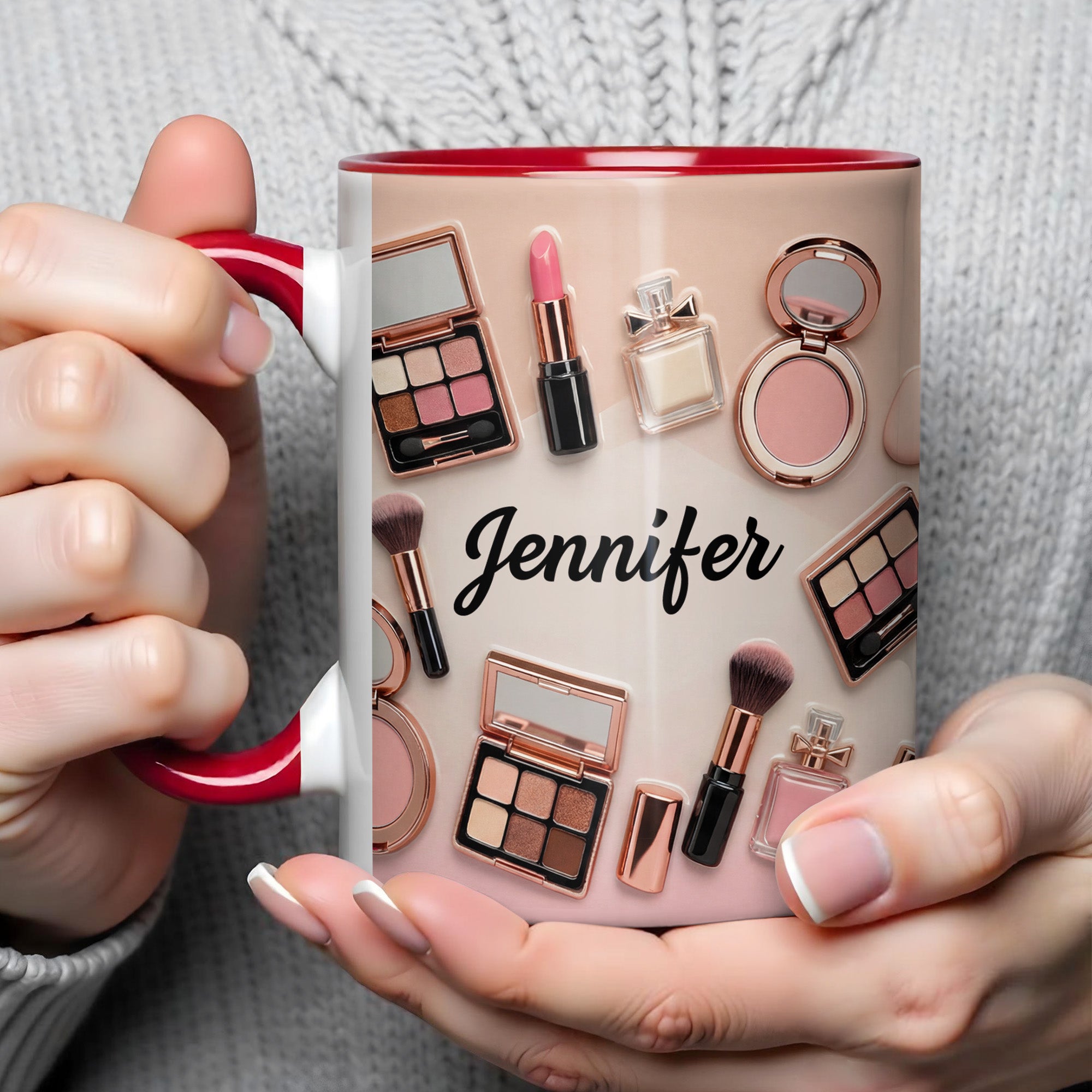 Personalized My Makeup Collection With Brushes And Lipstick Accent Mug Gifts For Makeup Artist - Image 4