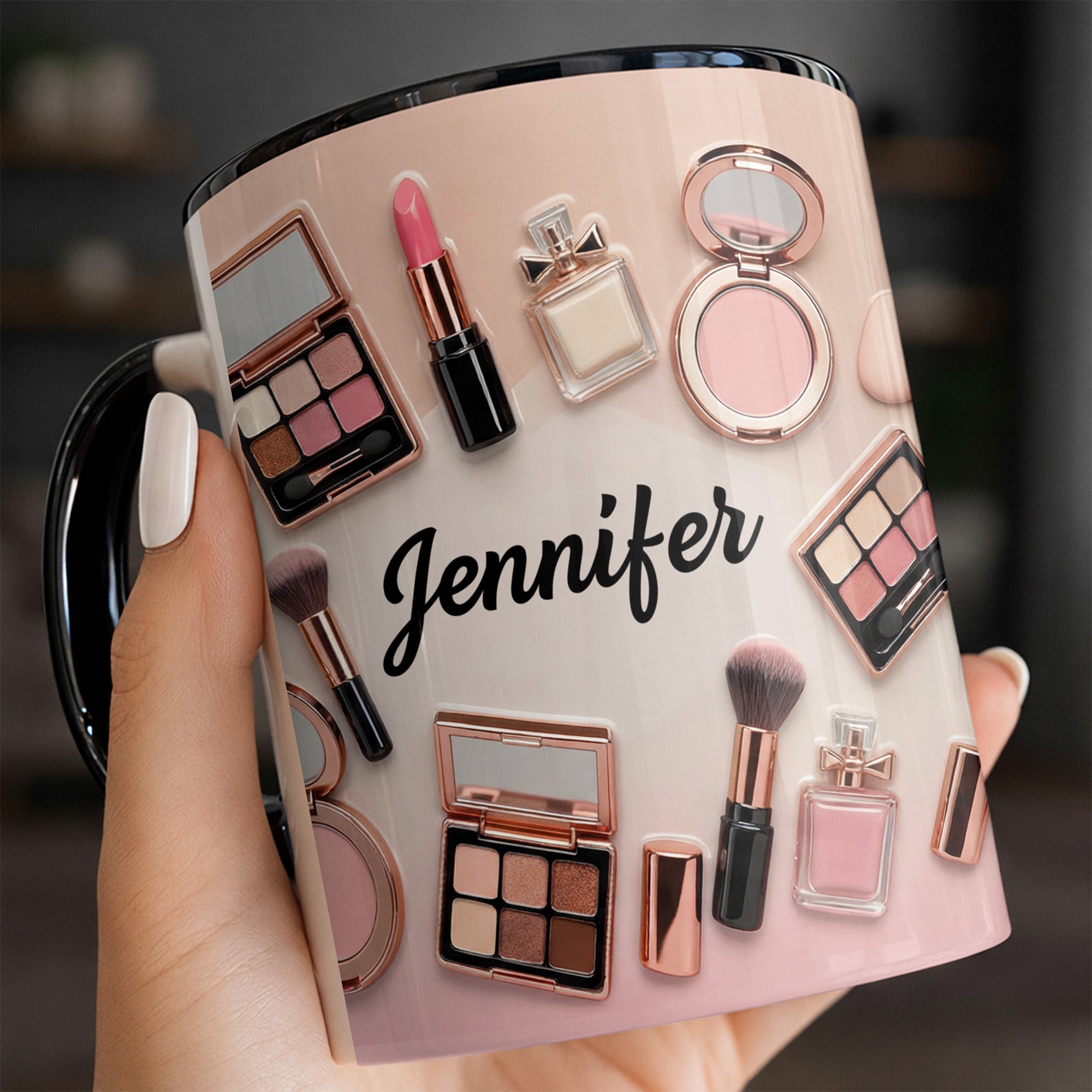 Personalized My Makeup Collection With Brushes And Lipstick Accent Mug Gifts For Makeup Artist - Image 5