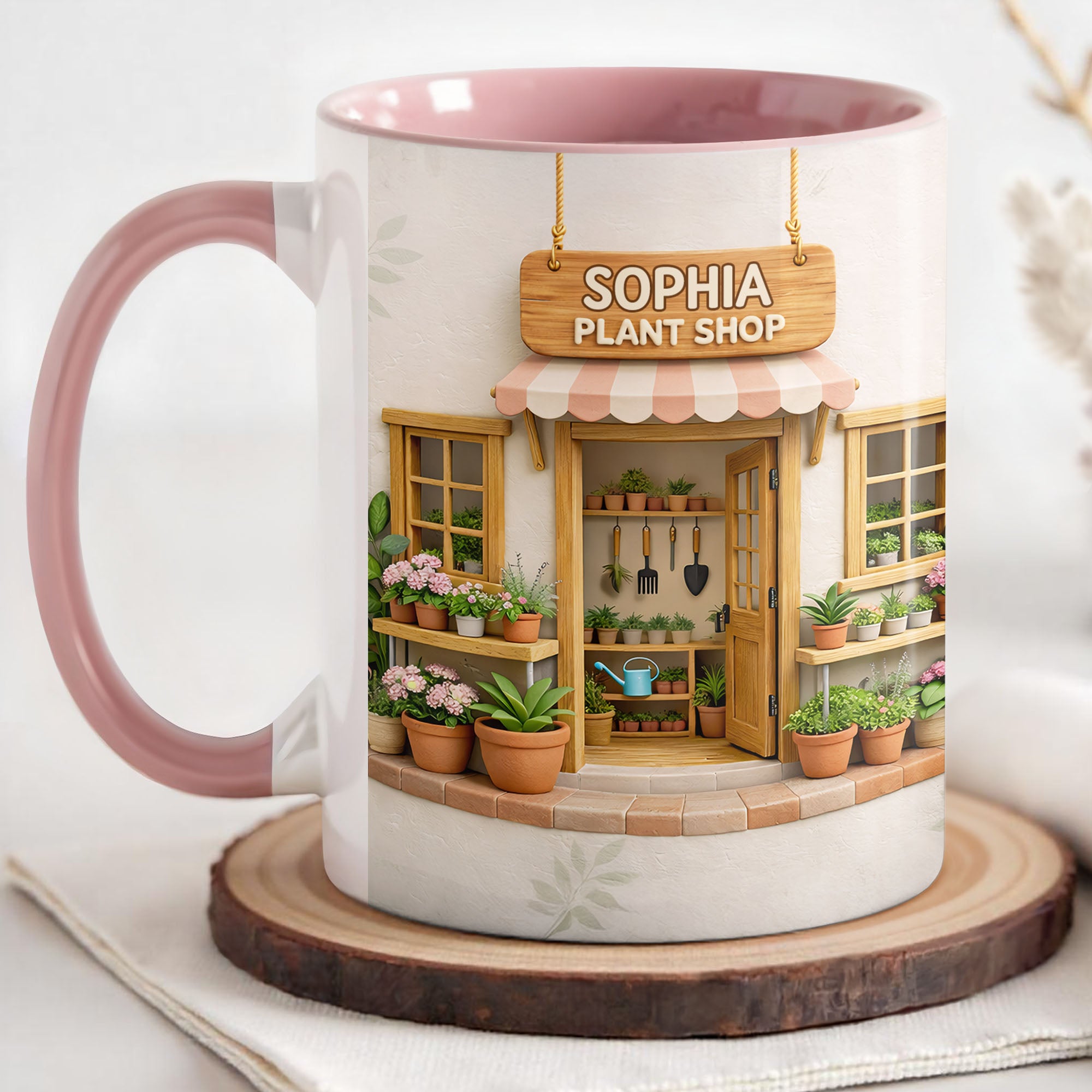 Personalized My Plant Shop With Potted Flowers And Gardening Tools Accent Mug Plant Lover Gifts - Image 3