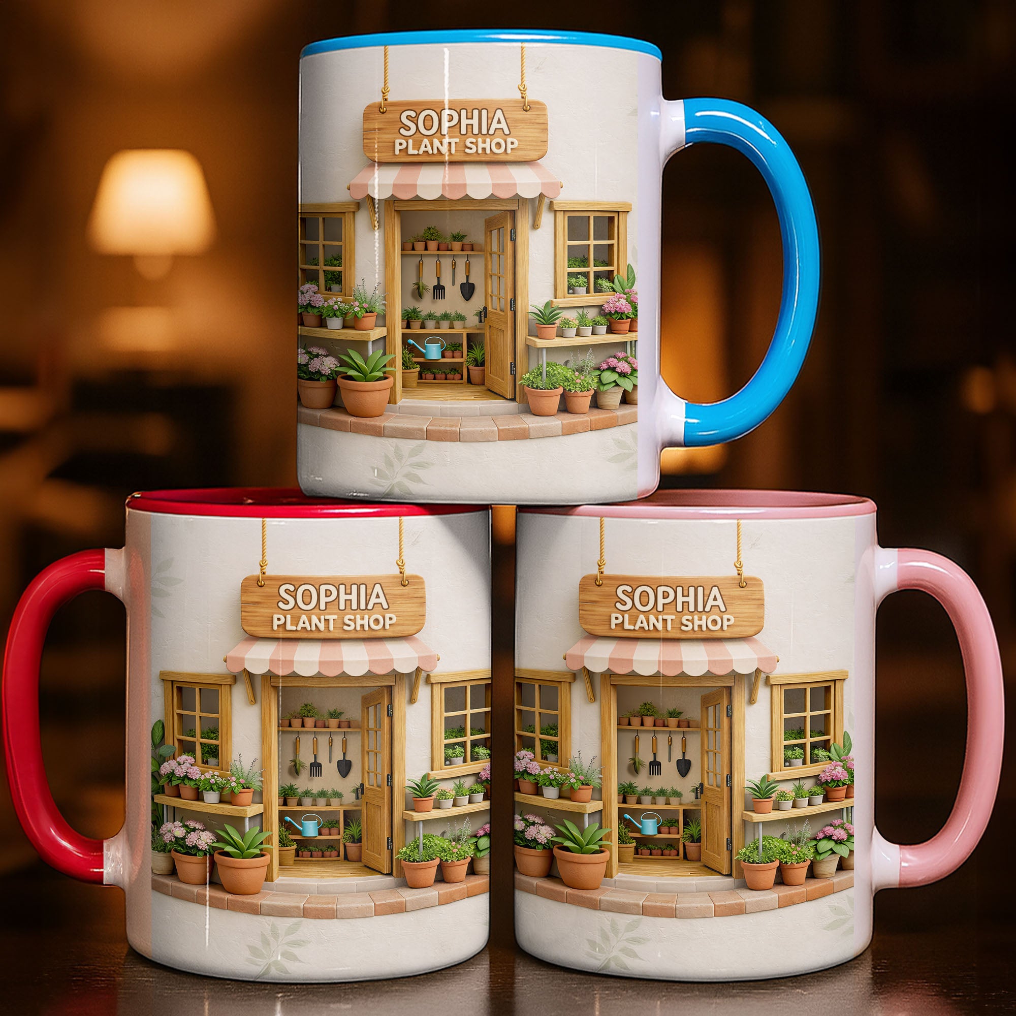 Personalized My Plant Shop With Potted Flowers And Gardening Tools Accent Mug Plant Lover Gifts - Image 2