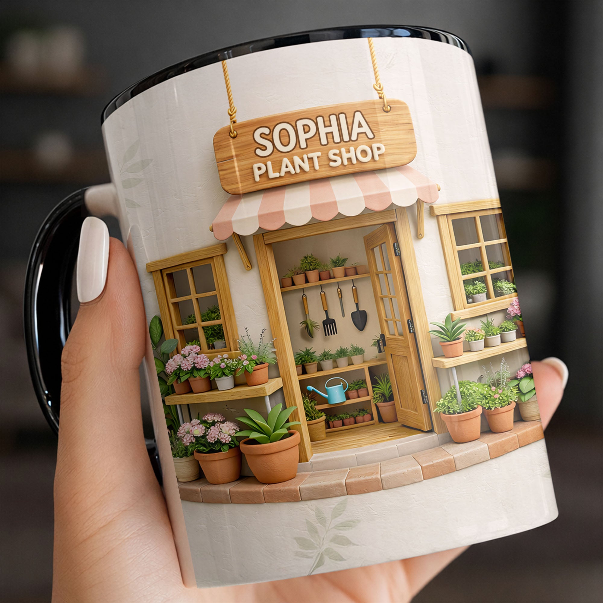 Personalized My Plant Shop With Potted Flowers And Gardening Tools Accent Mug Plant Lover Gifts - Image 5