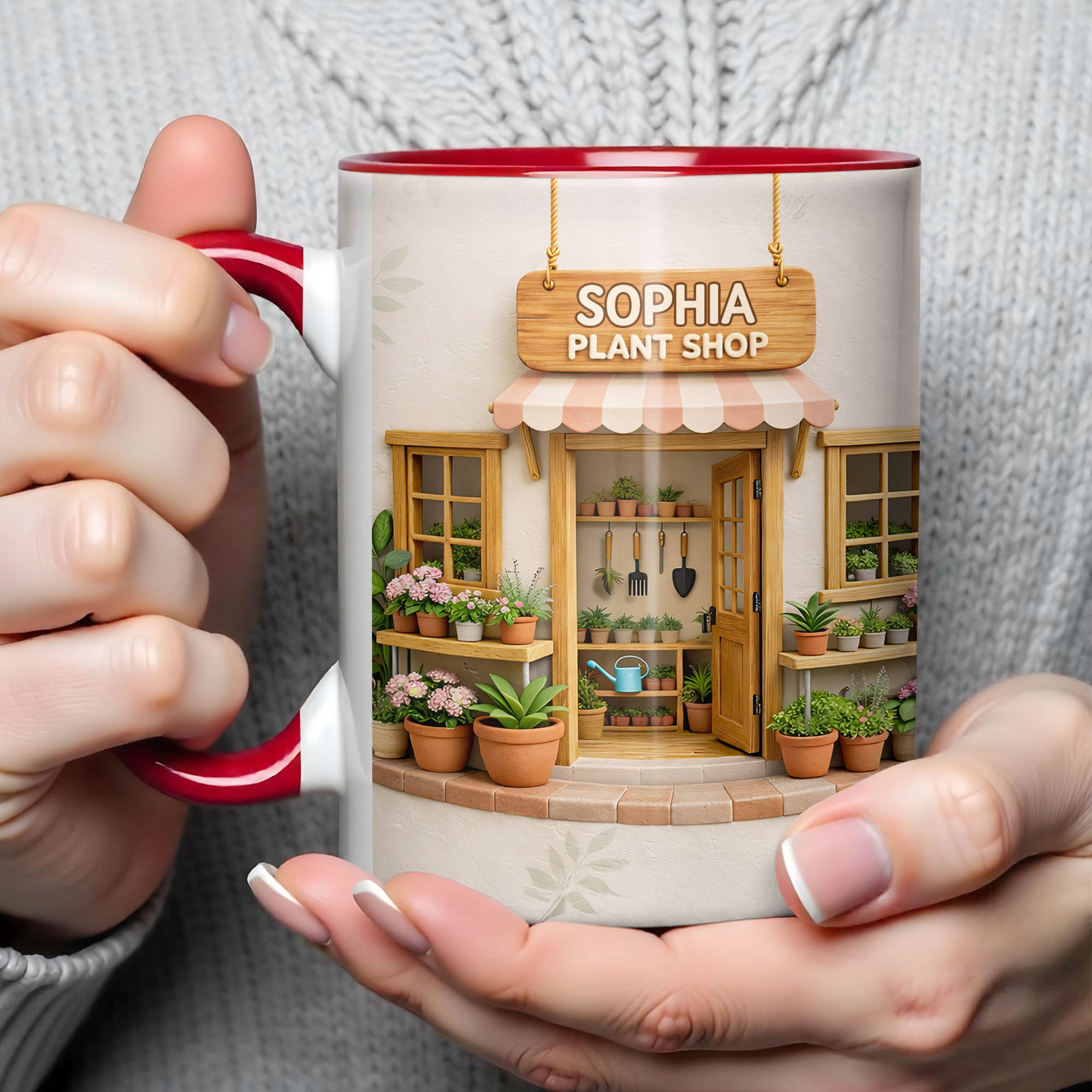 Personalized My Plant Shop With Potted Flowers And Gardening Tools Accent Mug Plant Lover Gifts - Image 4
