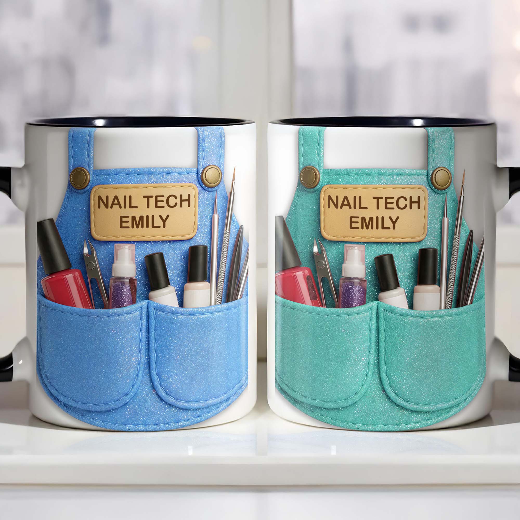 Personalized Nail Polish Scissors Brushes Design Accent Mug Gifts For Nail Tech