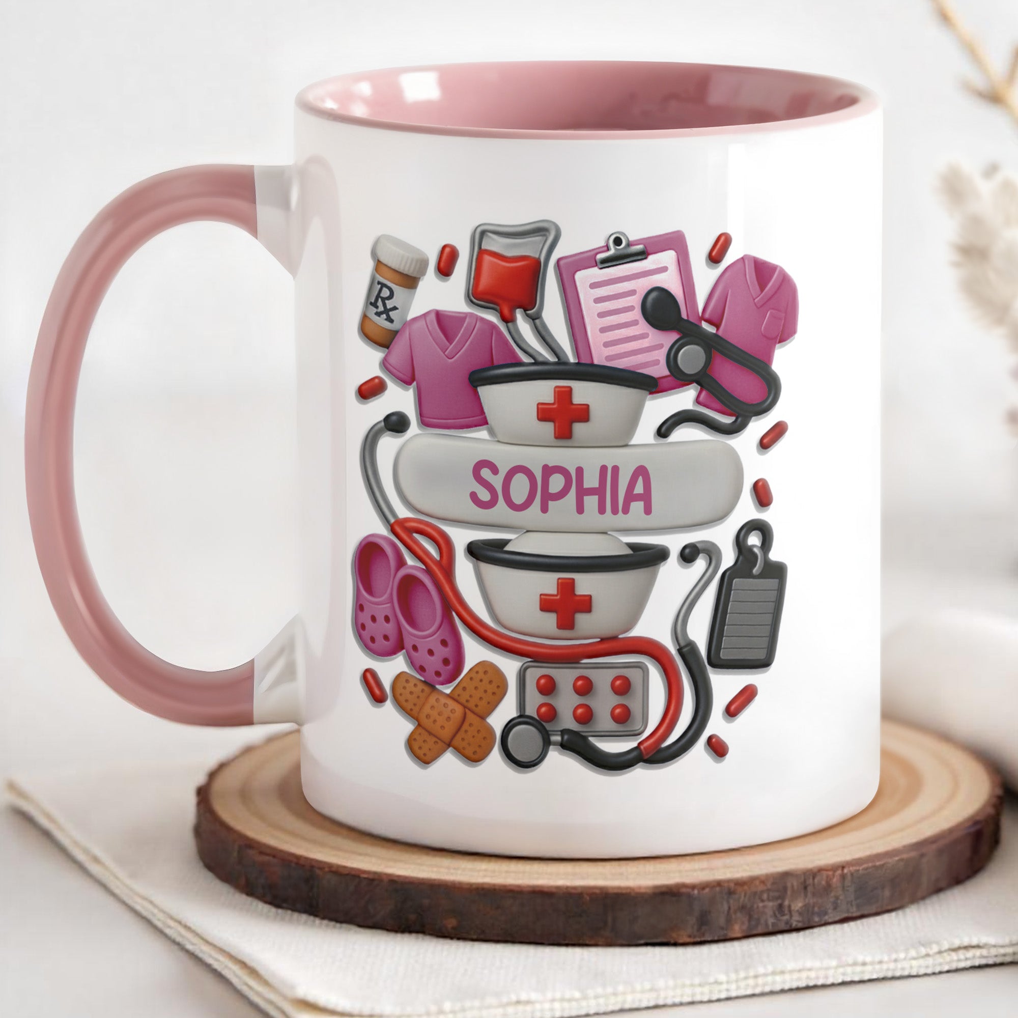 Personalized Nurse Themed Essentials Accent Mug Best Gifts For Nurse - Image 3
