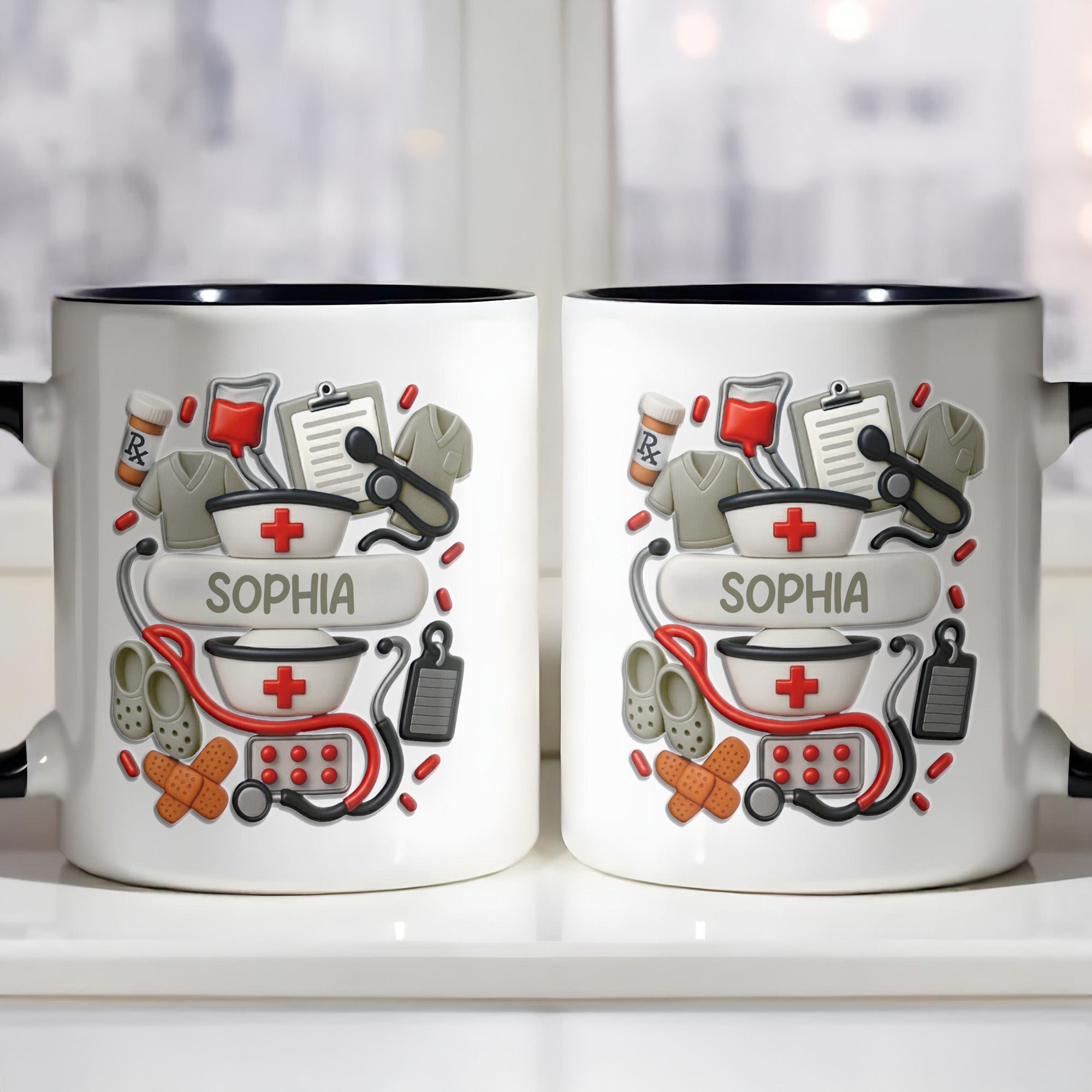 Personalized Nurse Themed Essentials Accent Mug Best Gifts For Nurse