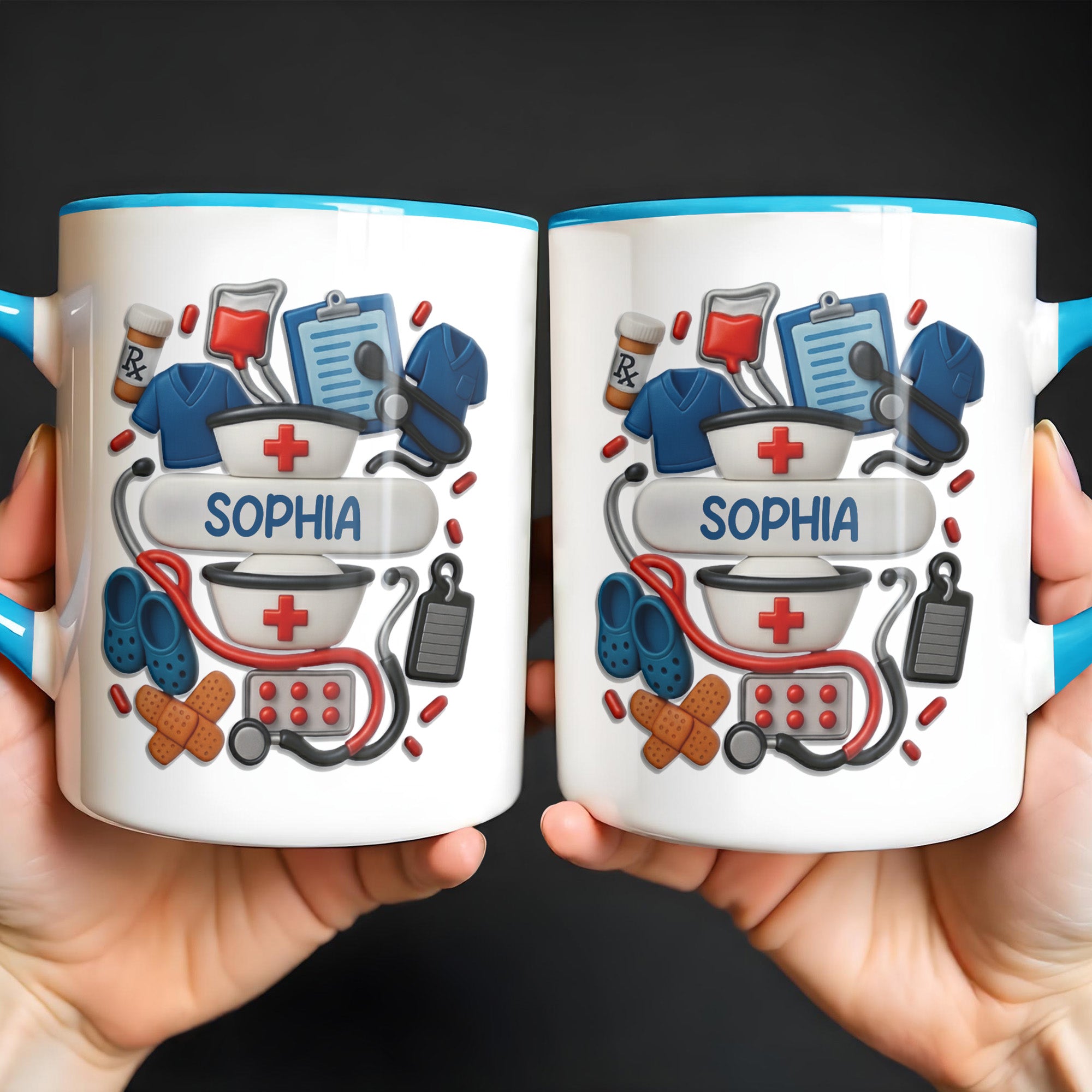 Personalized Nurse Themed Essentials Accent Mug Best Gifts For Nurse - Image 5