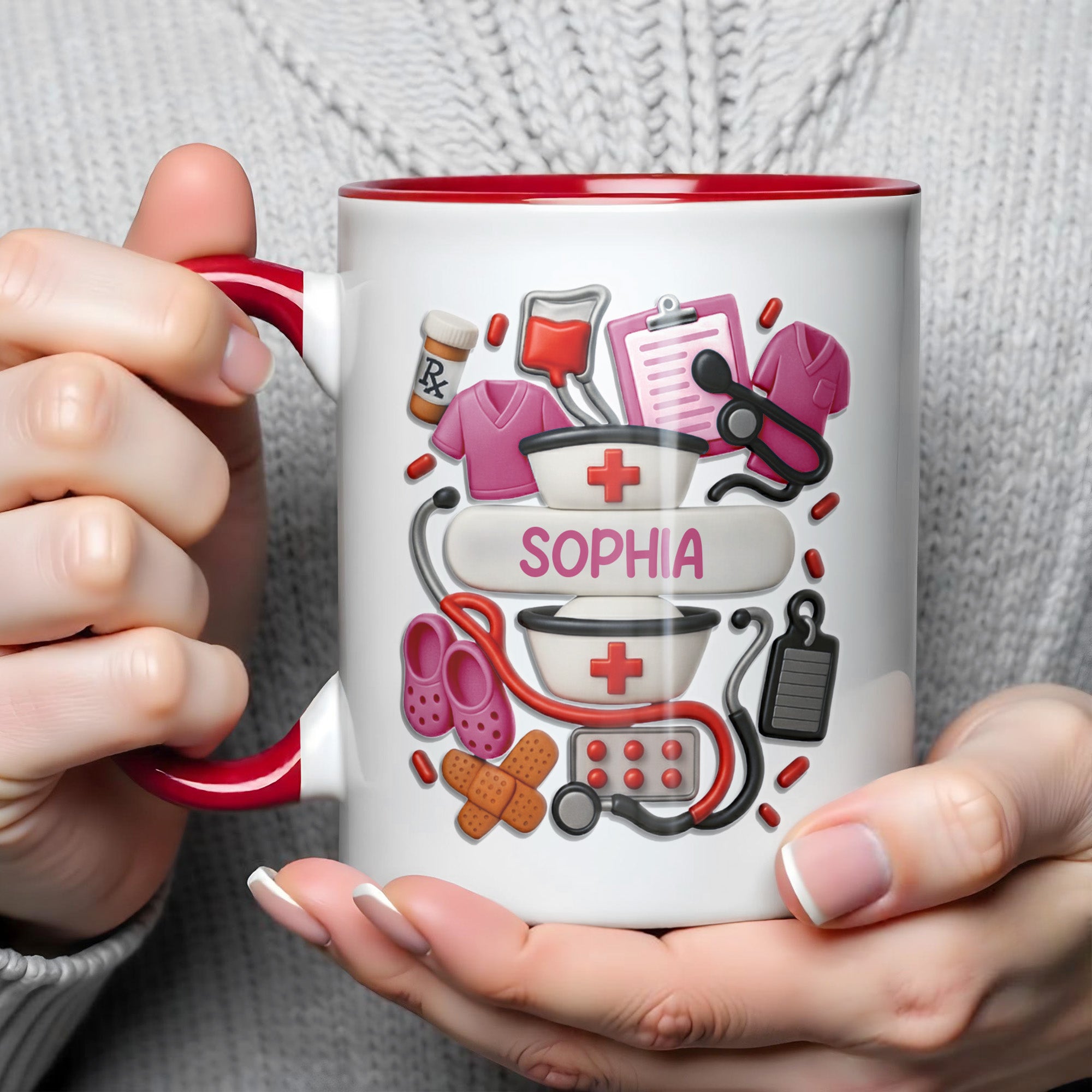 Personalized Nurse Themed Essentials Accent Mug Best Gifts For Nurse - Image 4