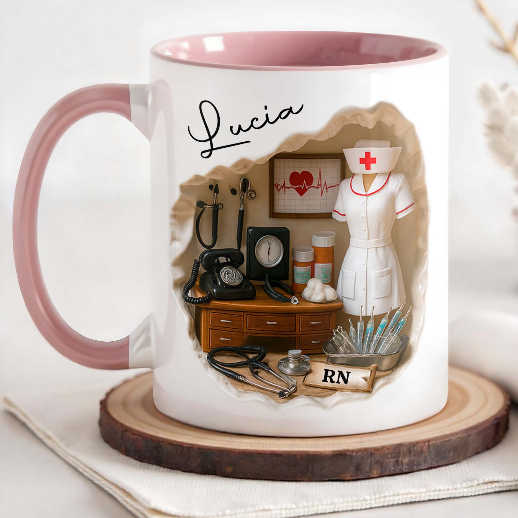 Personalized Nurse Uniform And Medical Tools Accent Mug Tribute To Healthcare Professionals - Image 2