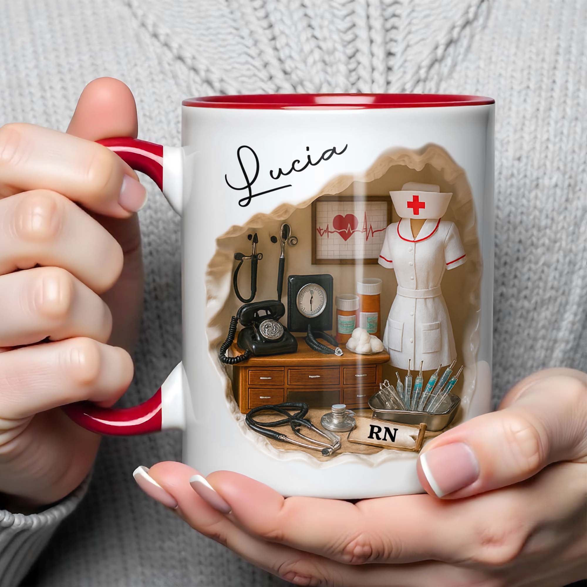 Personalized Nurse Uniform And Medical Tools Accent Mug Tribute To Healthcare Professionals - Image 3