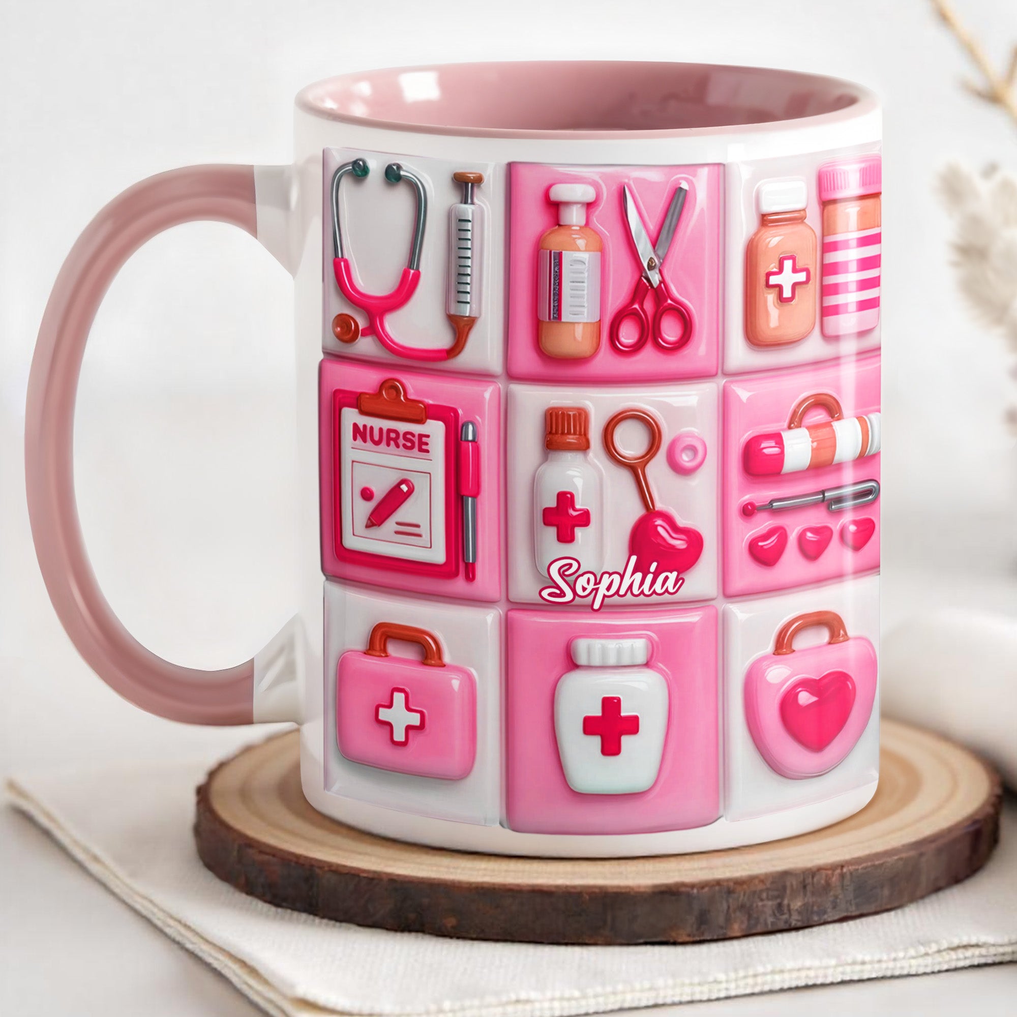 Personalized Nursing Is A Work Of Heart Accent Mug Gifts Ideas For Nurse - Image 2