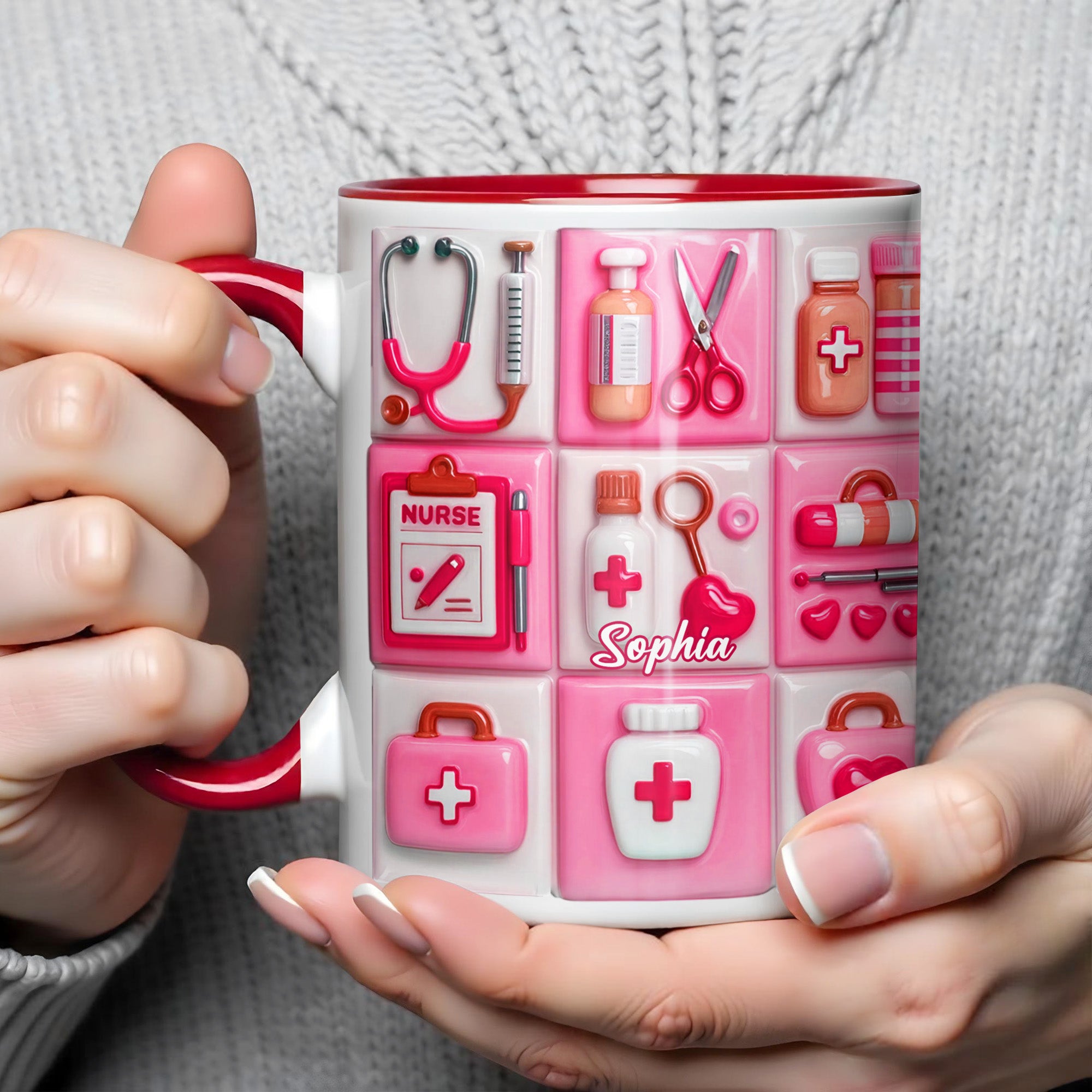 Personalized Nursing Is A Work Of Heart Accent Mug Gifts Ideas For Nurse - Image 3