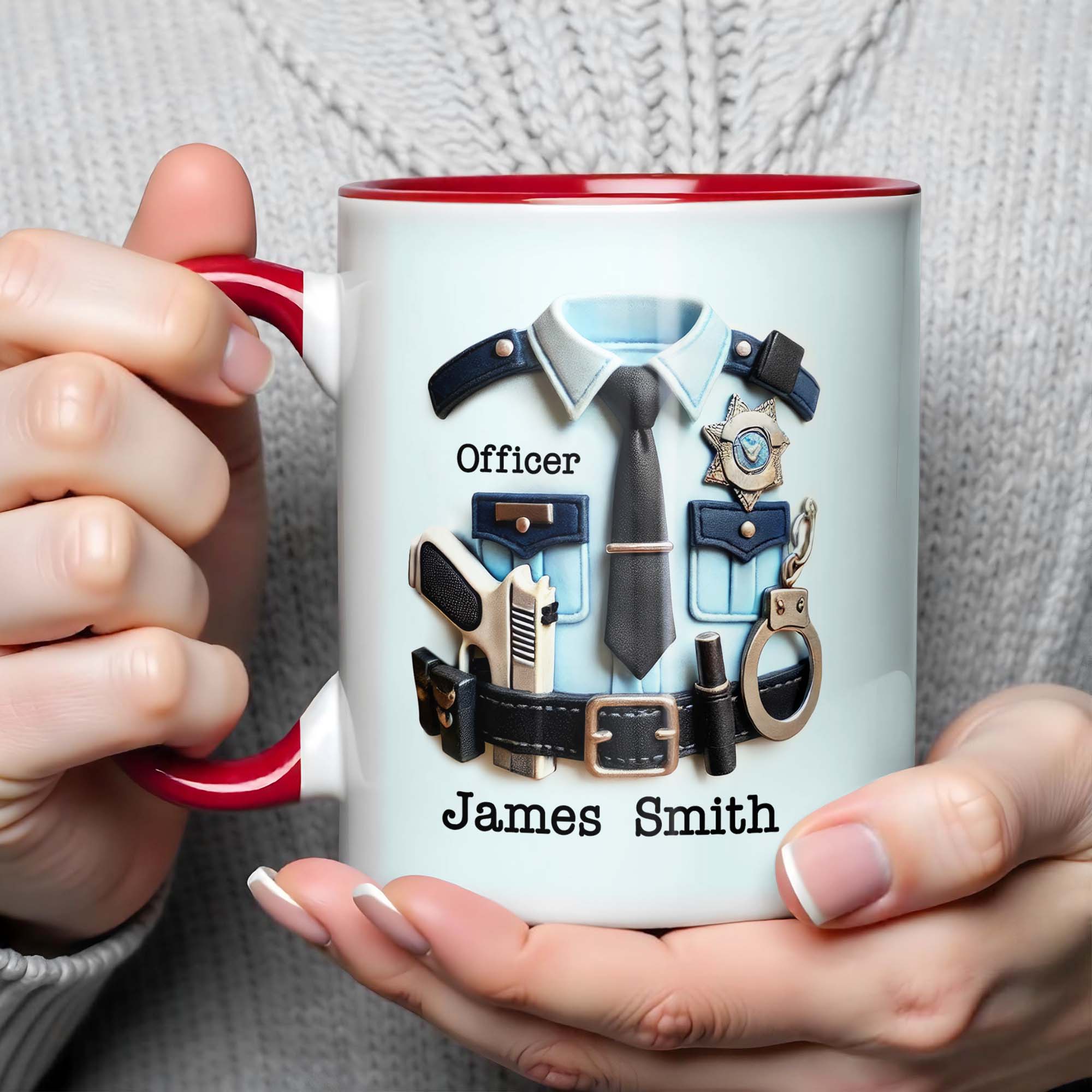 Personalized Officer Police Uniform And Accessories Accent Mug Gifts For Police Dad - Image 4