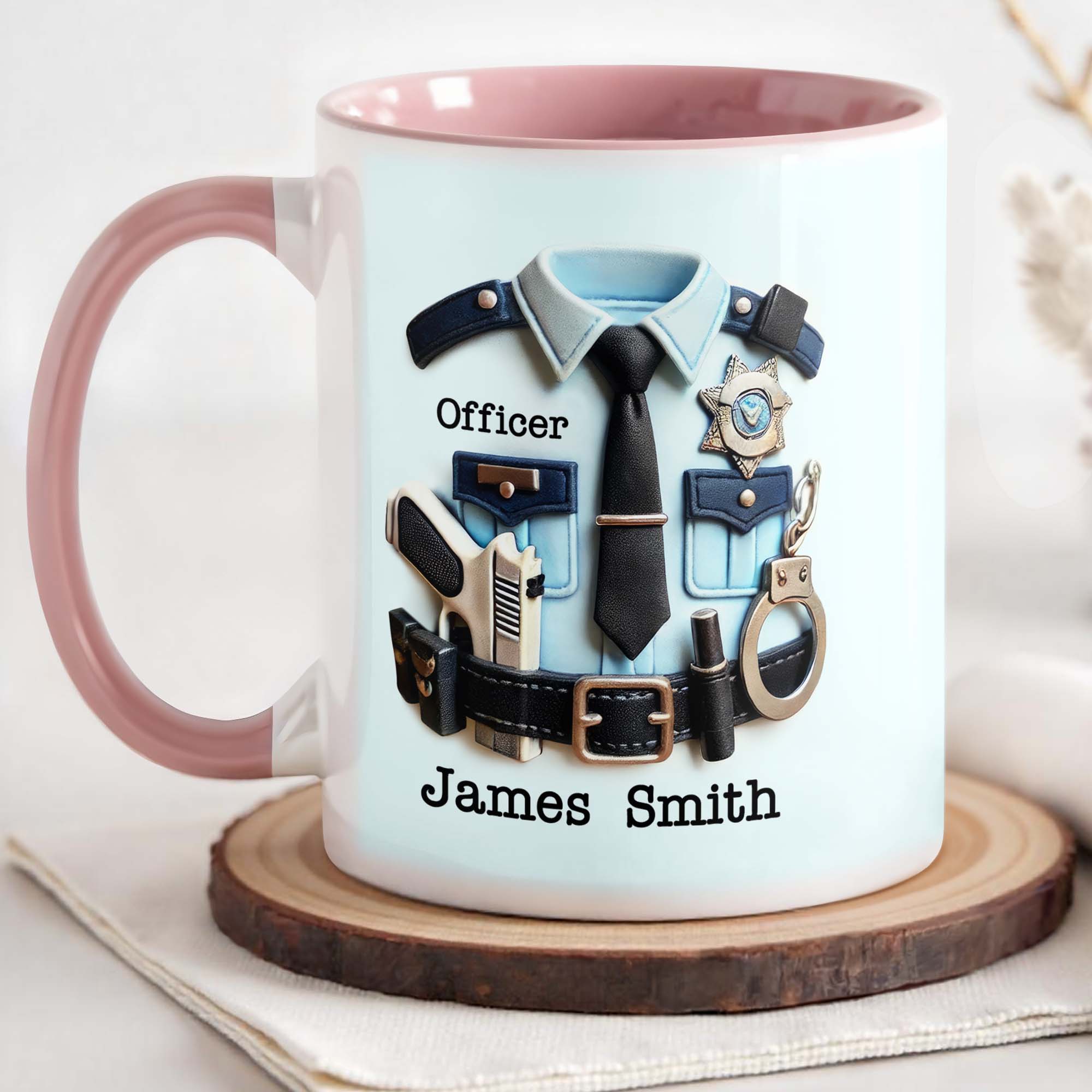 Personalized Officer Police Uniform And Accessories Accent Mug Gifts For Police Dad - Image 3