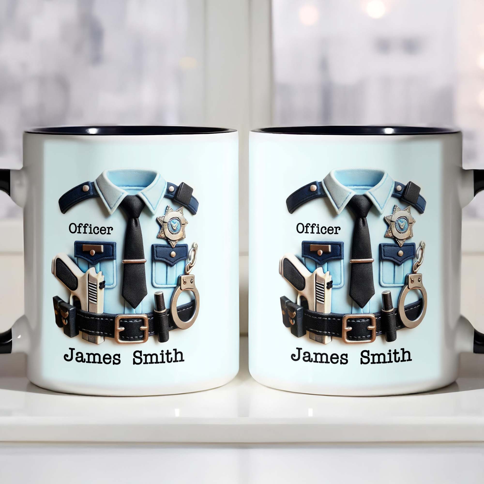 Personalized Officer Police Uniform And Accessories Accent Mug Gifts For Police Dad
