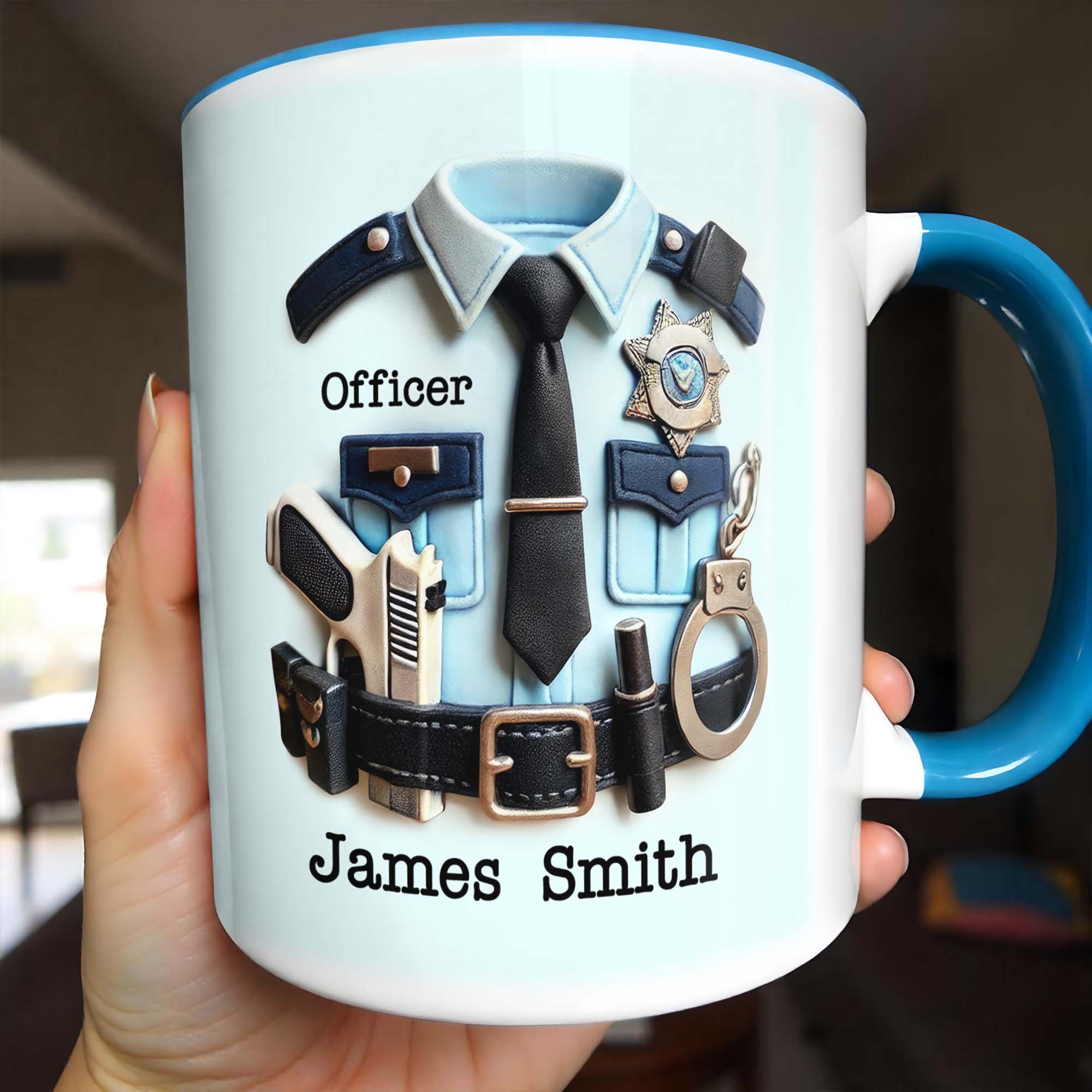 Personalized Officer Police Uniform And Accessories Accent Mug Gifts For Police Dad - Image 2