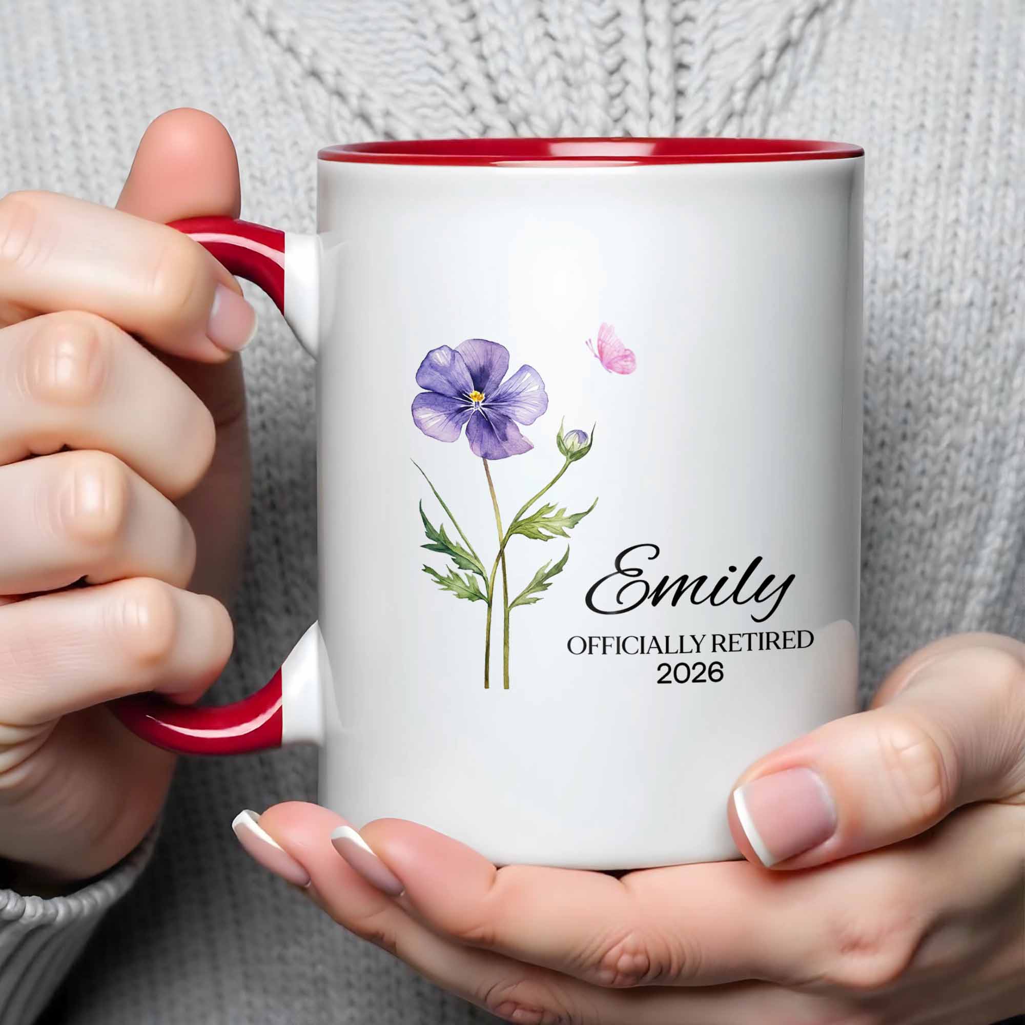 Personalized Officially Retired Purple Flower And Butterfly Accent Mug Best Retirement Gifts - Image 4