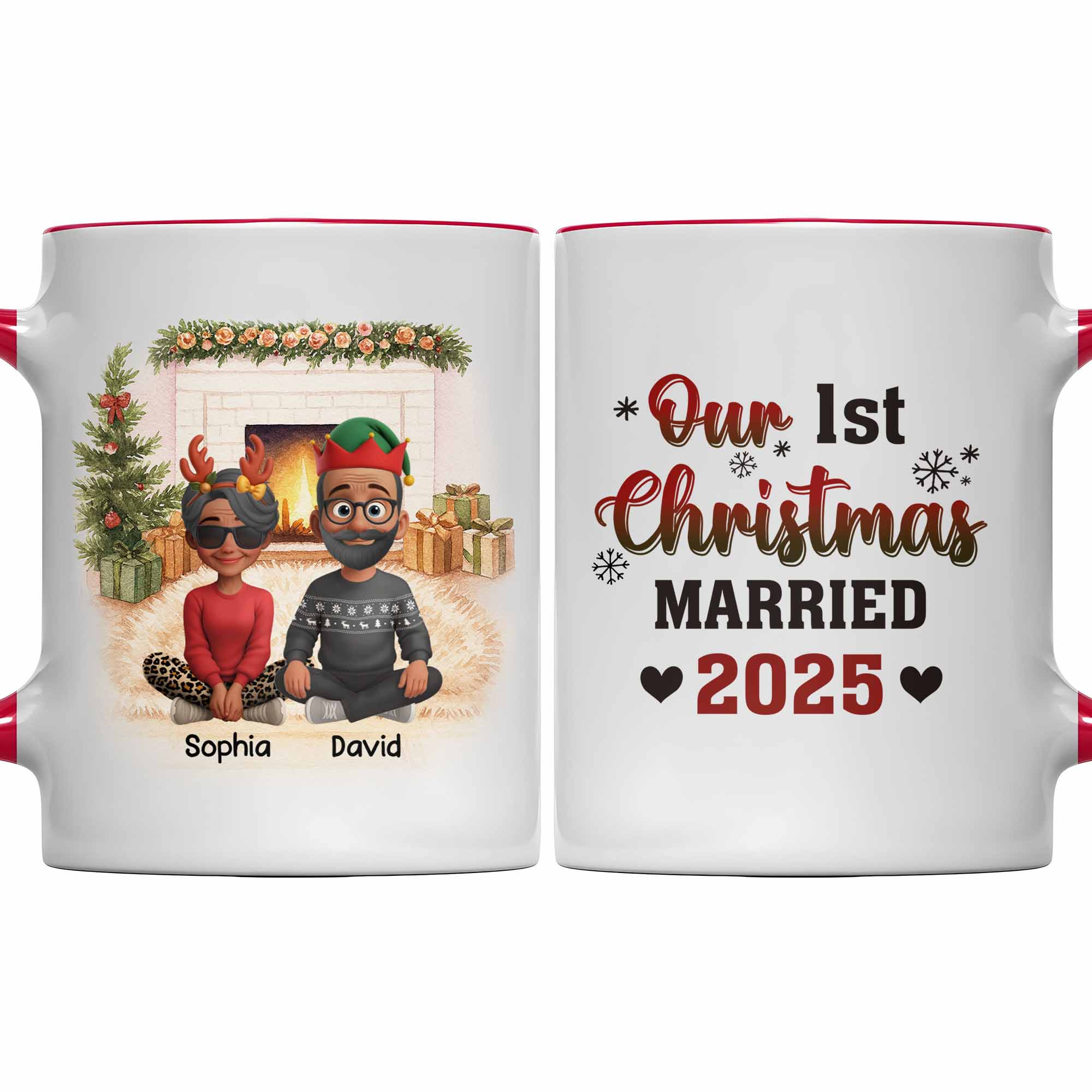 Personalized Our 1st Christmas Married Accent Mug Xmas Gift Ideas For Married Couples - Image 4