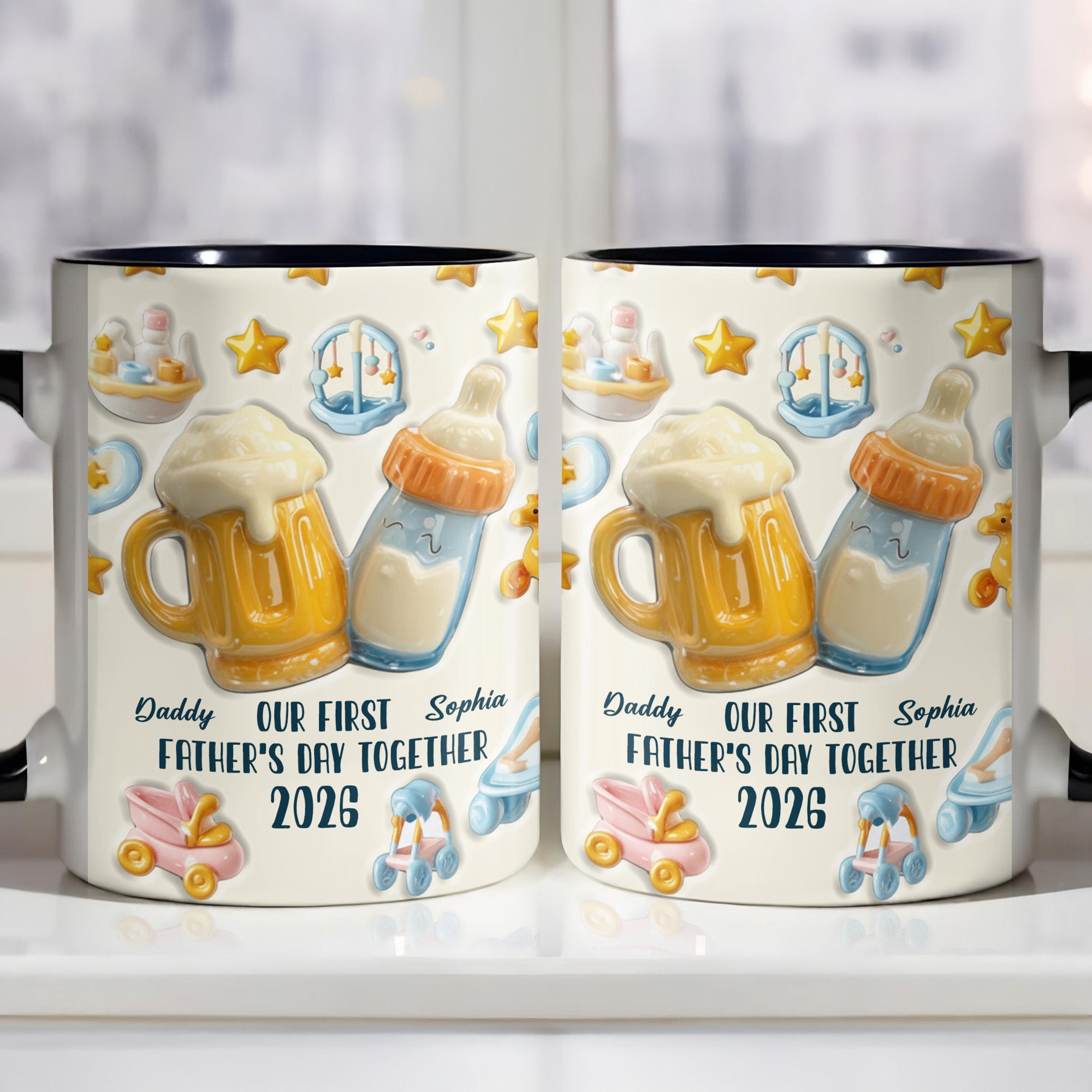 Personalized Our First Father's Day Together Accent Mug First Time Dad Gifts