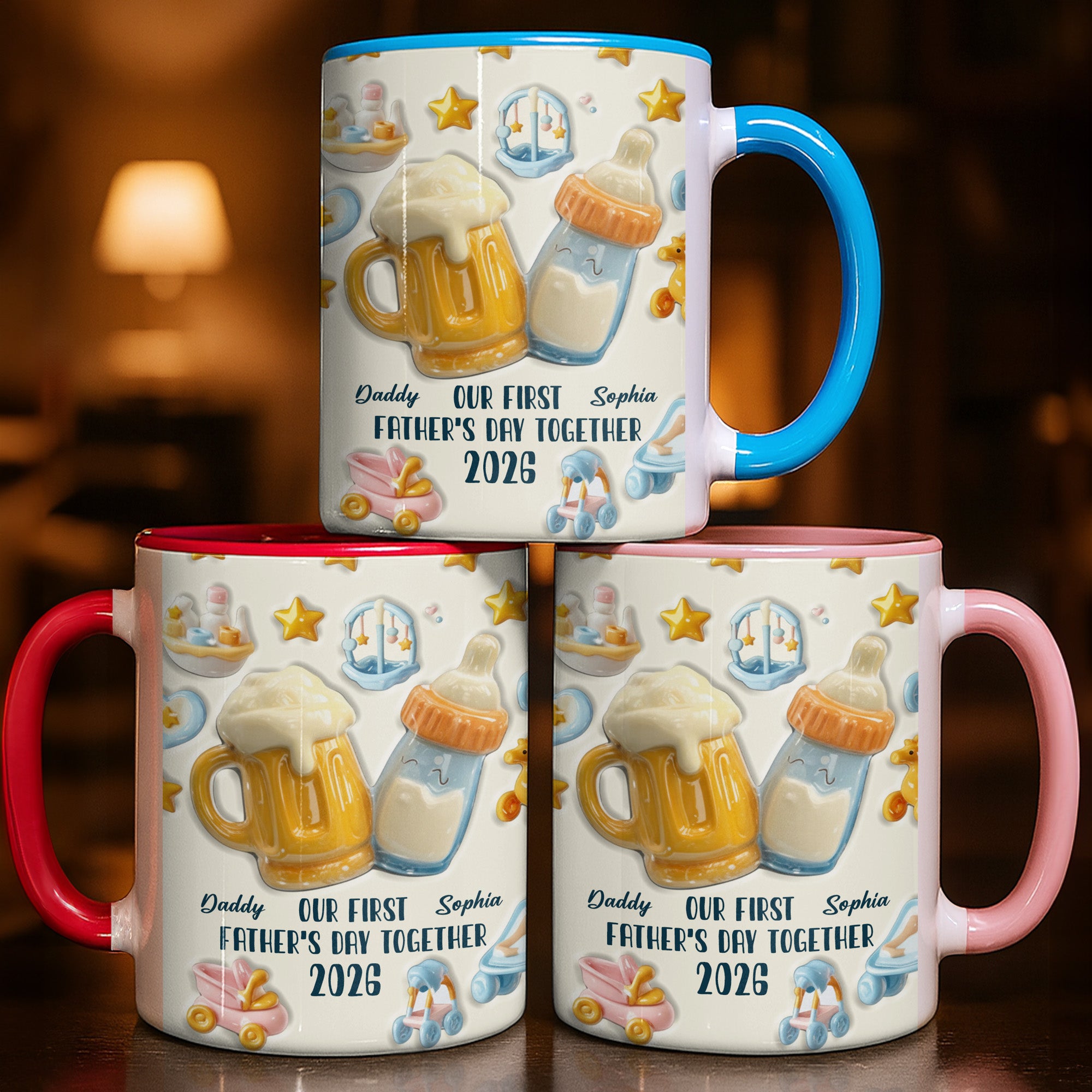 Personalized Our First Father's Day Together Accent Mug First Time Dad Gifts - Image 3