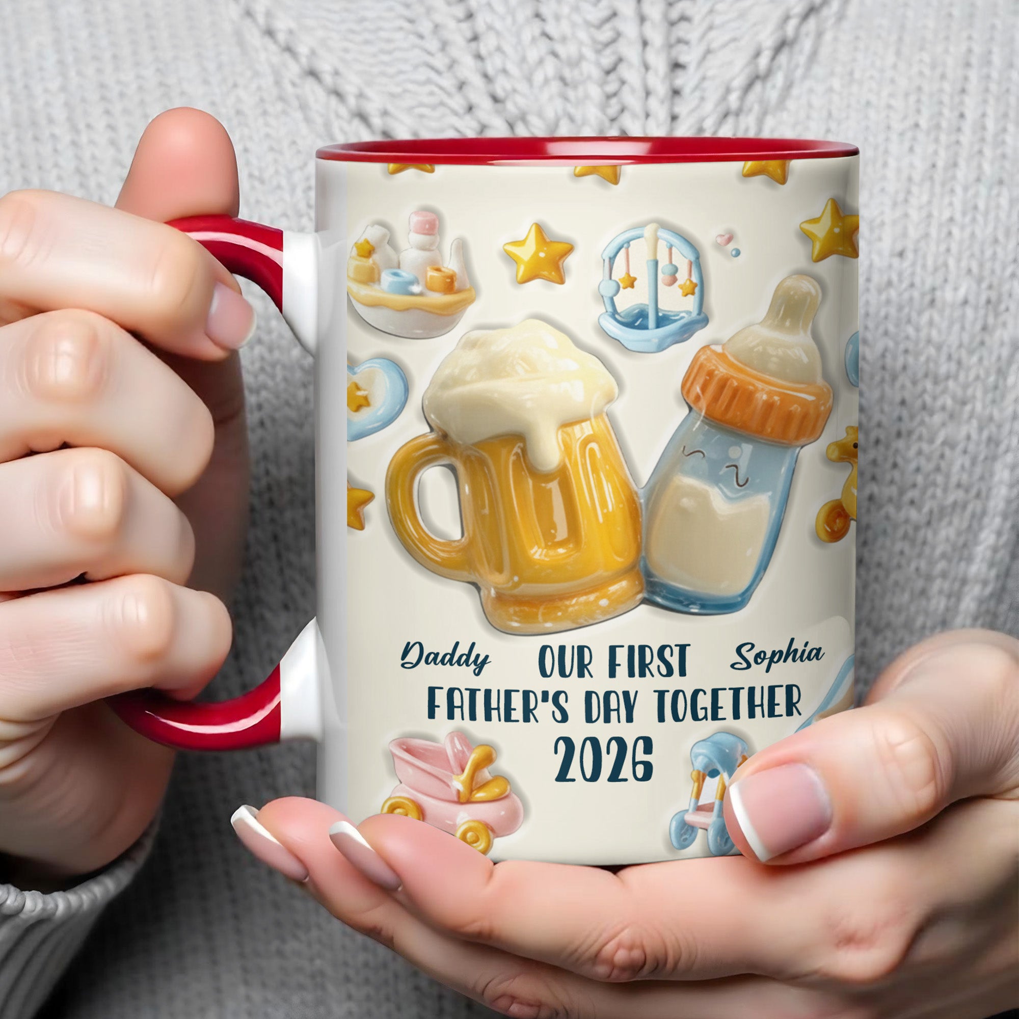 Personalized Our First Father's Day Together Accent Mug First Time Dad Gifts - Image 4