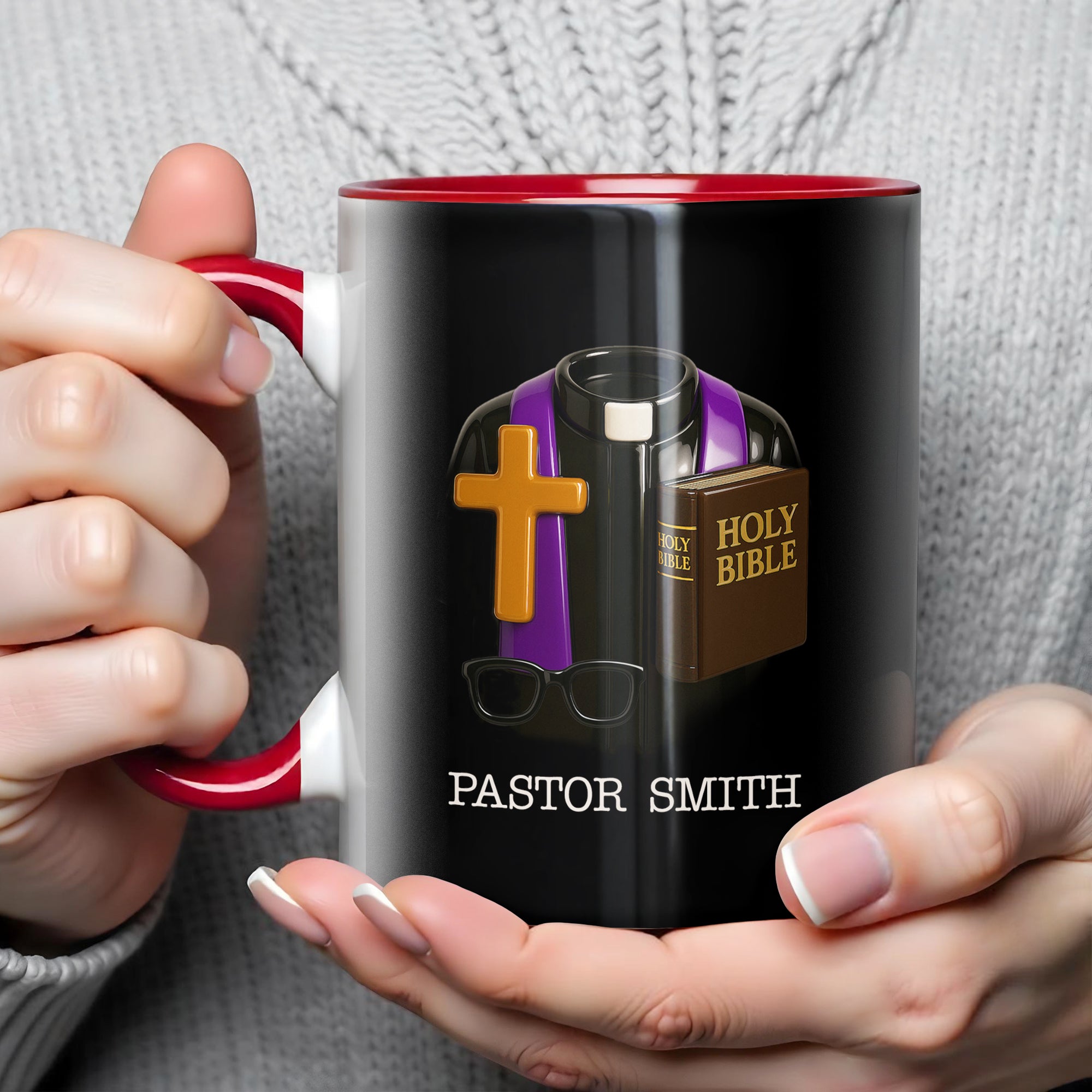 Personalized Pastor Holy Bible Accent Mug Holy Cross Coffee Cup Present For Pastor - Image 3