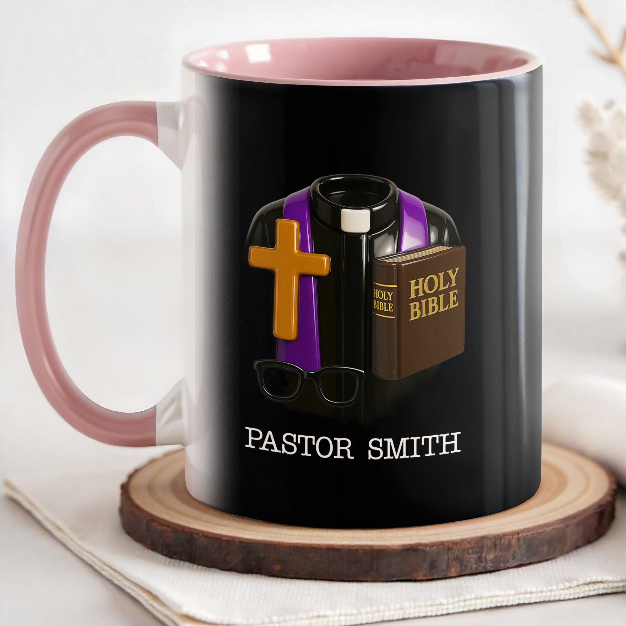 Personalized Pastor Holy Bible Accent Mug Holy Cross Coffee Cup Present For Pastor - Image 4