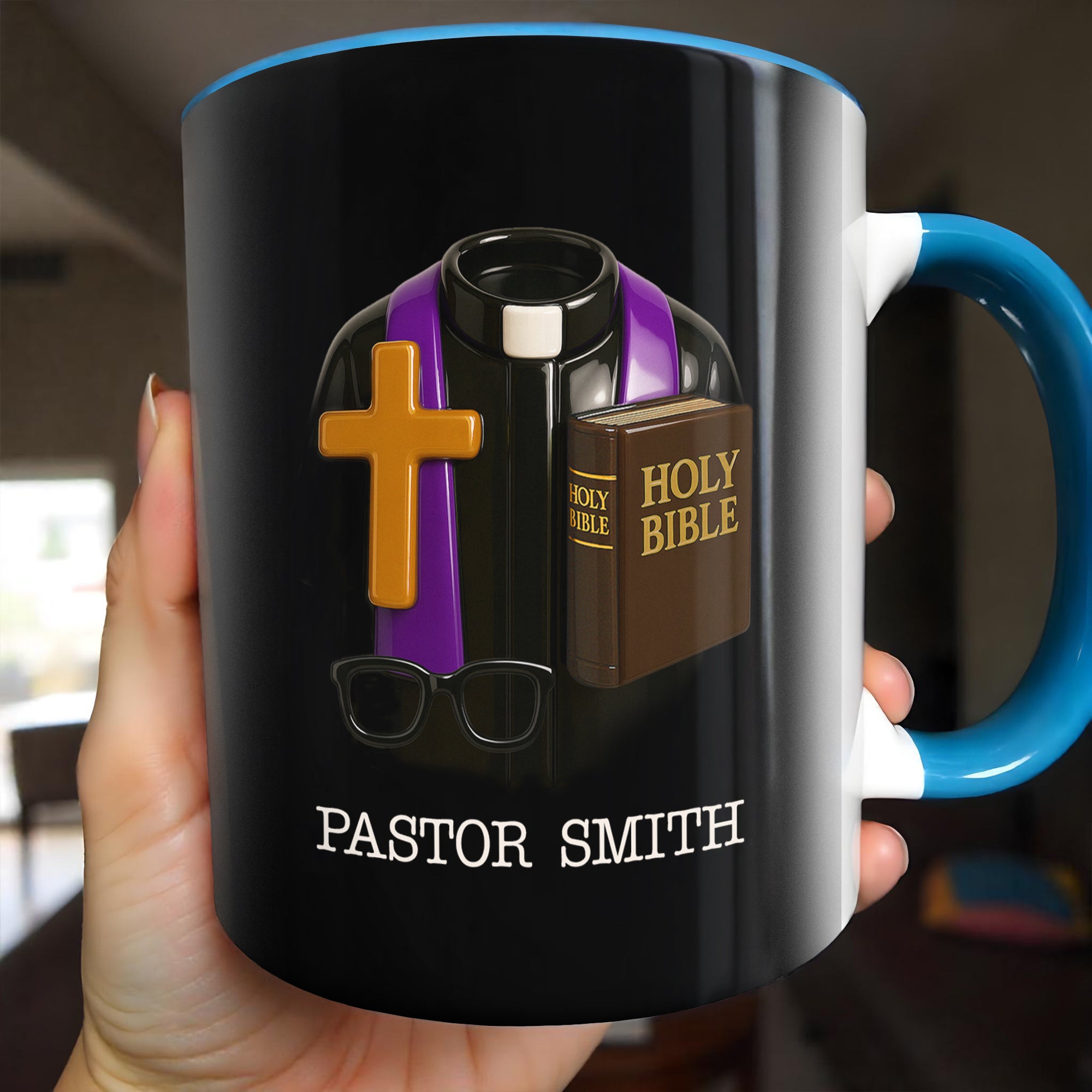 Personalized Pastor Holy Bible Accent Mug Holy Cross Coffee Cup Present For Pastor - Image 2